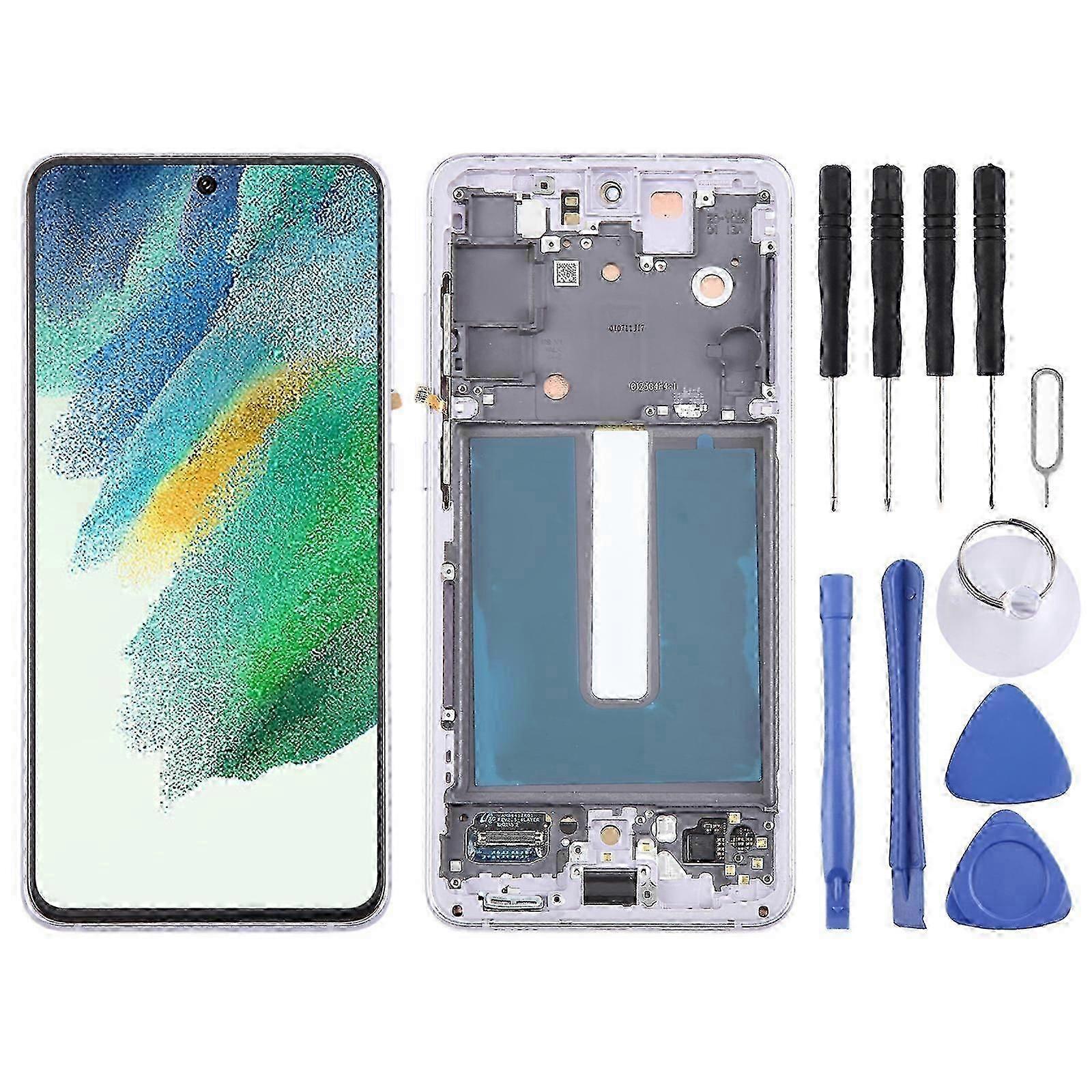 (Purple) For Samsung Galaxy S21 Fe 5g Sm-g990b Compatible Lcd Screen Digitizer Full Assembly With Frame