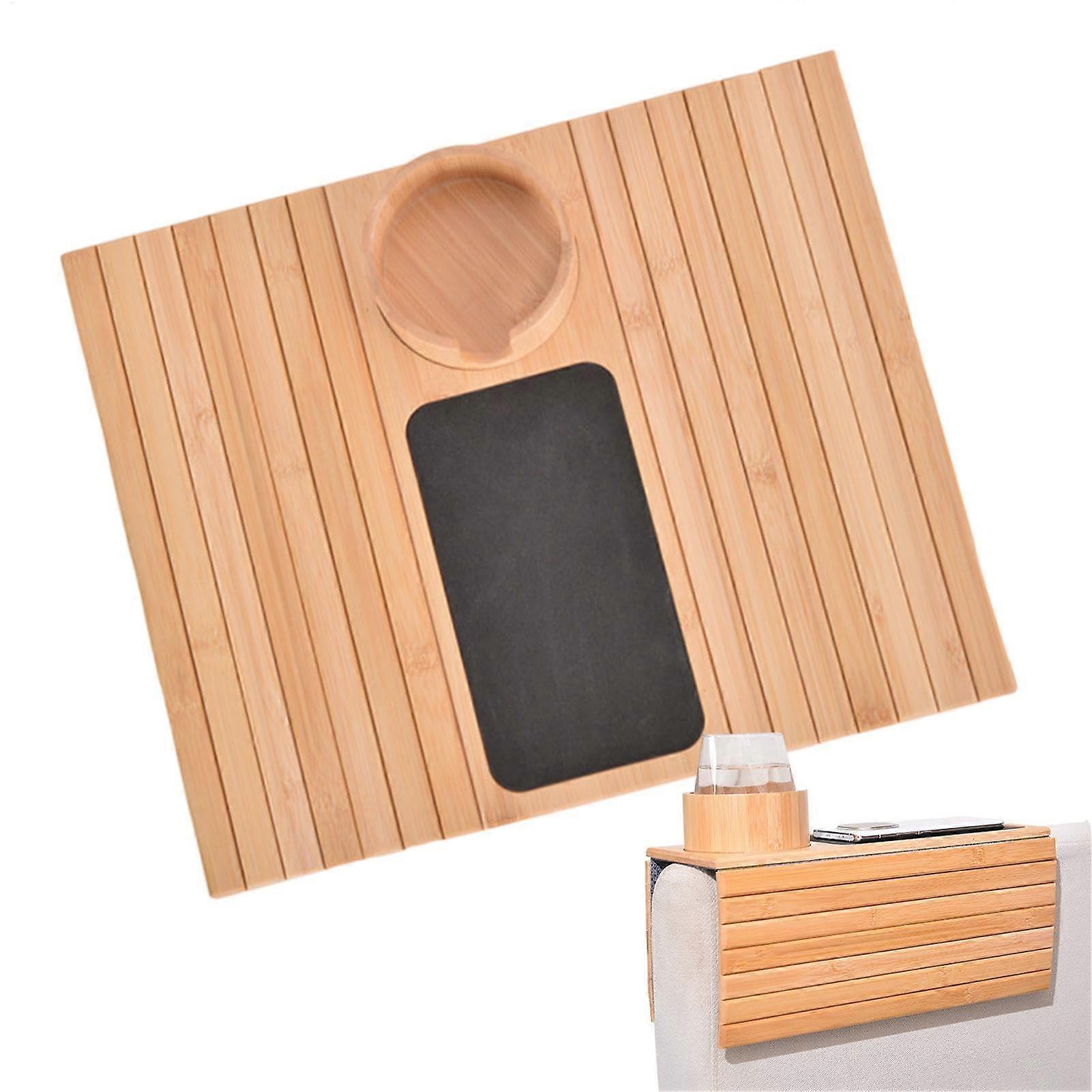 Sofa Tray With Cup Holder AntiSlip Armrest Tray SpaceSaving Organizer Lightweight Storage For Chaise Longue, Recliner