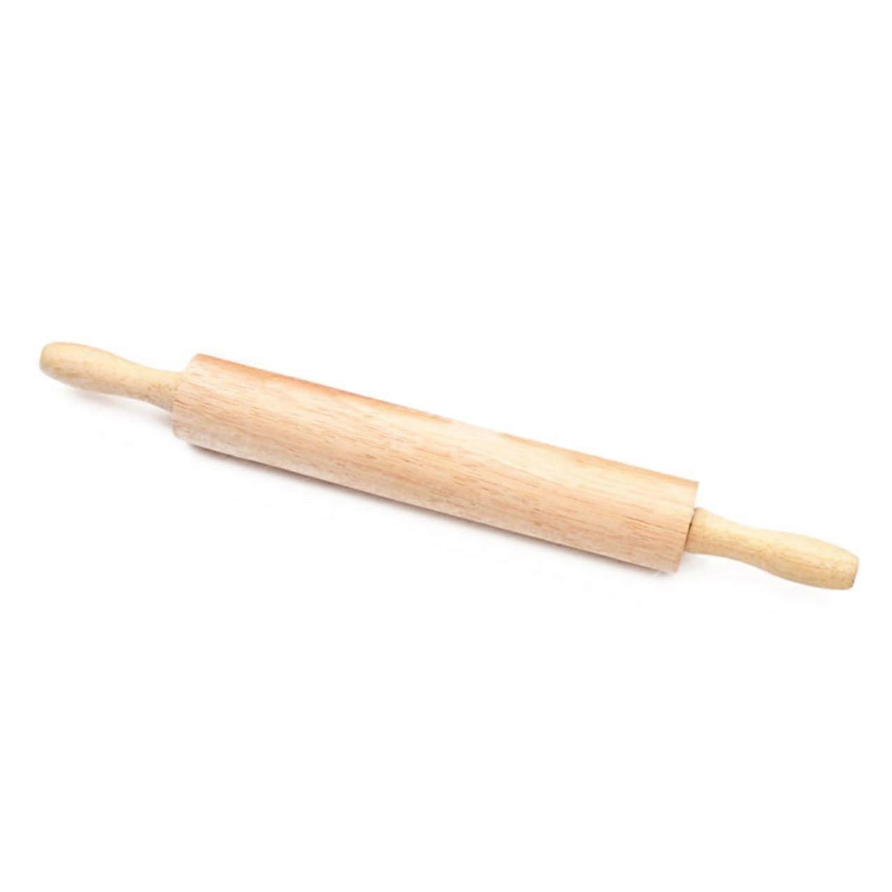 Wooden Rolling Pin with Comfortable Grip Handles and Smooth Bearings for Pizza Dough Pastry Cookies
