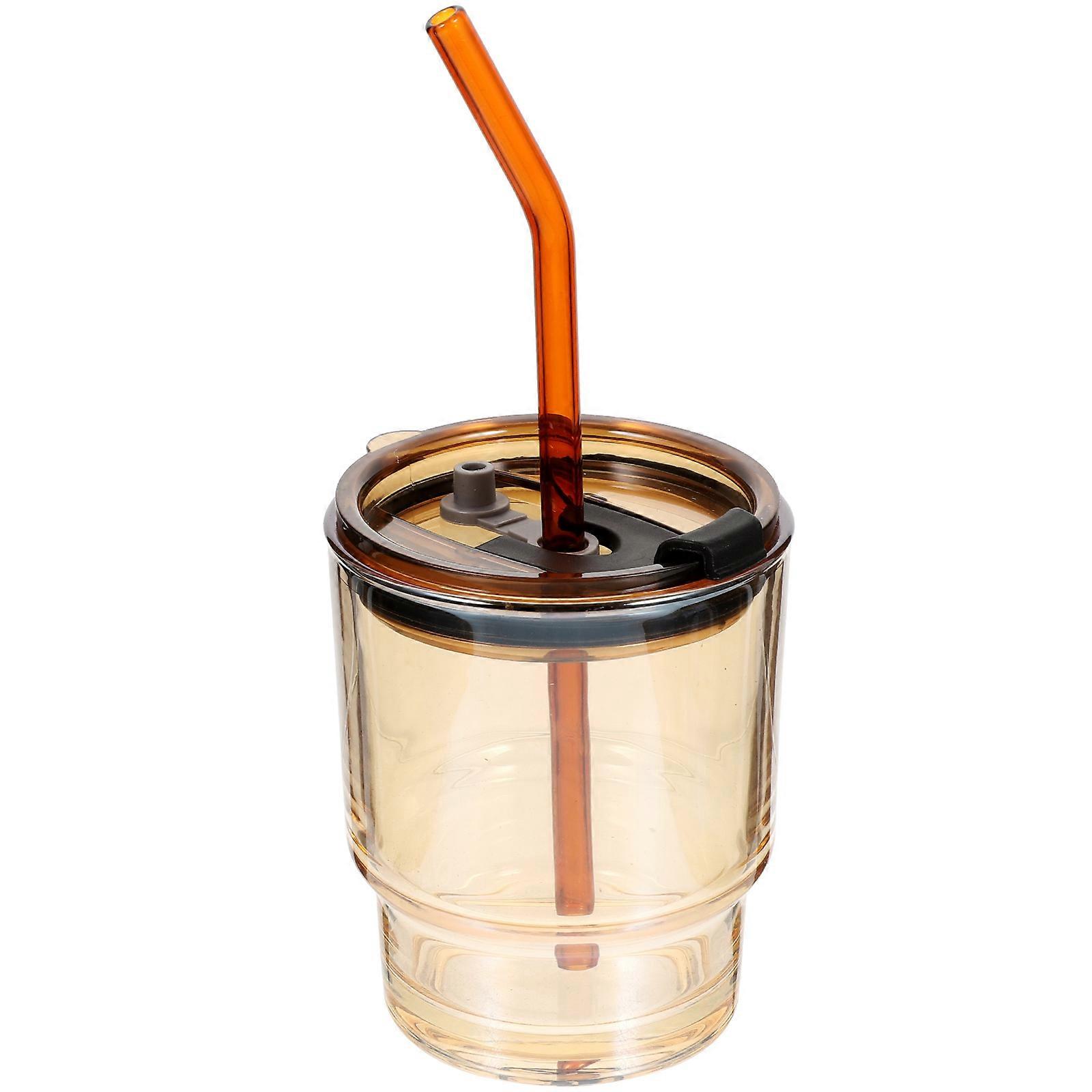 Glass Cup with Lid for Milk Tea Use 1Set with Straw Included