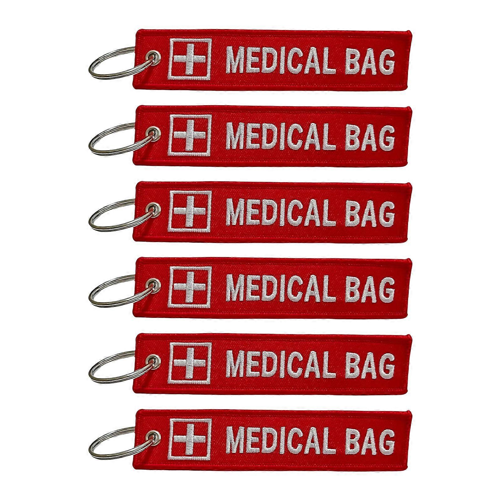 Red Embroidered Component Key Lightweight Portable Design For Emergency Identification On Medication Bags And Personal Belongings Multicolor