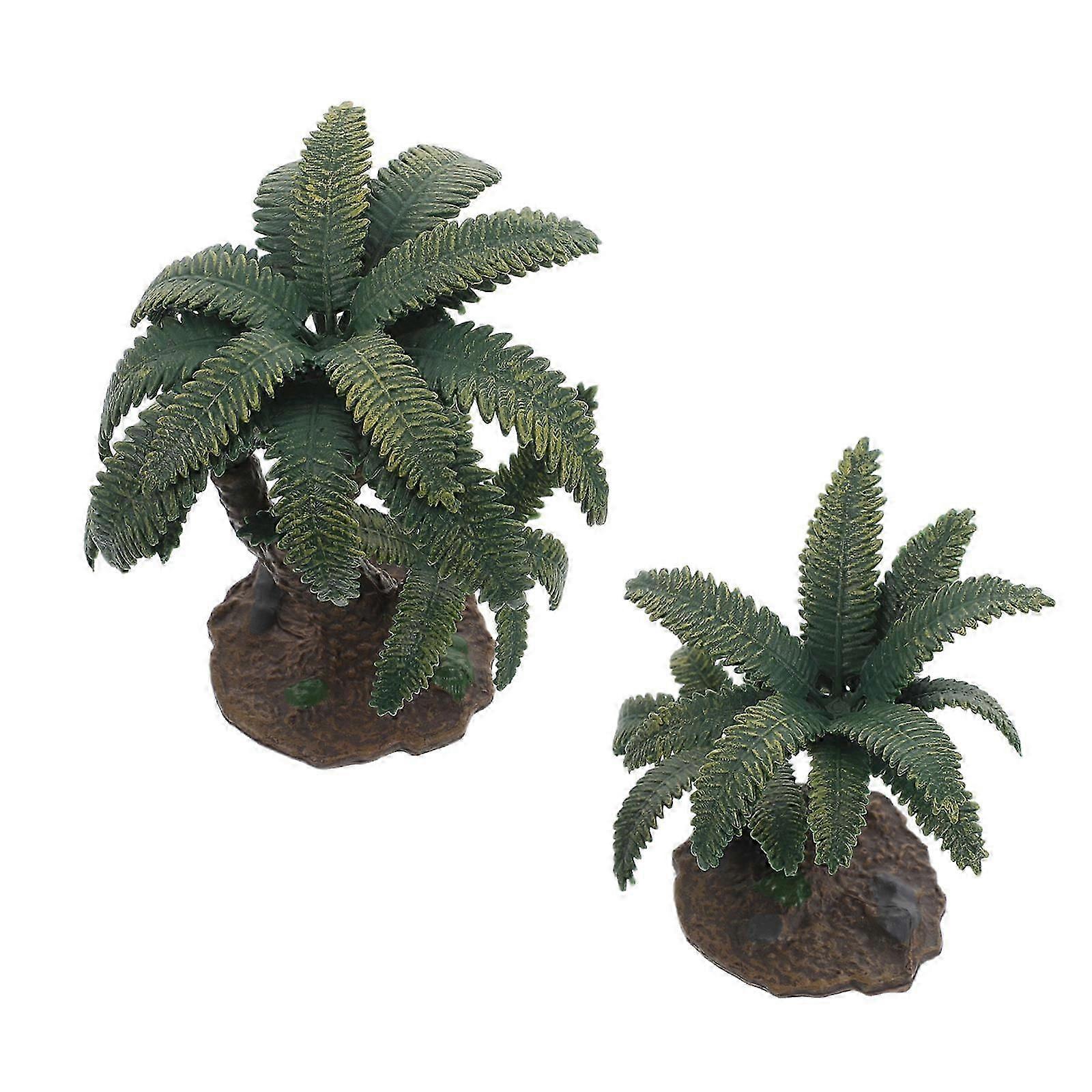 2pcs Miniature Landscape Tree Models Durable Simulated Trees for Home, Office, Shop Decoration Realistic Small Artificial Palm & Cedar Craft Scenery