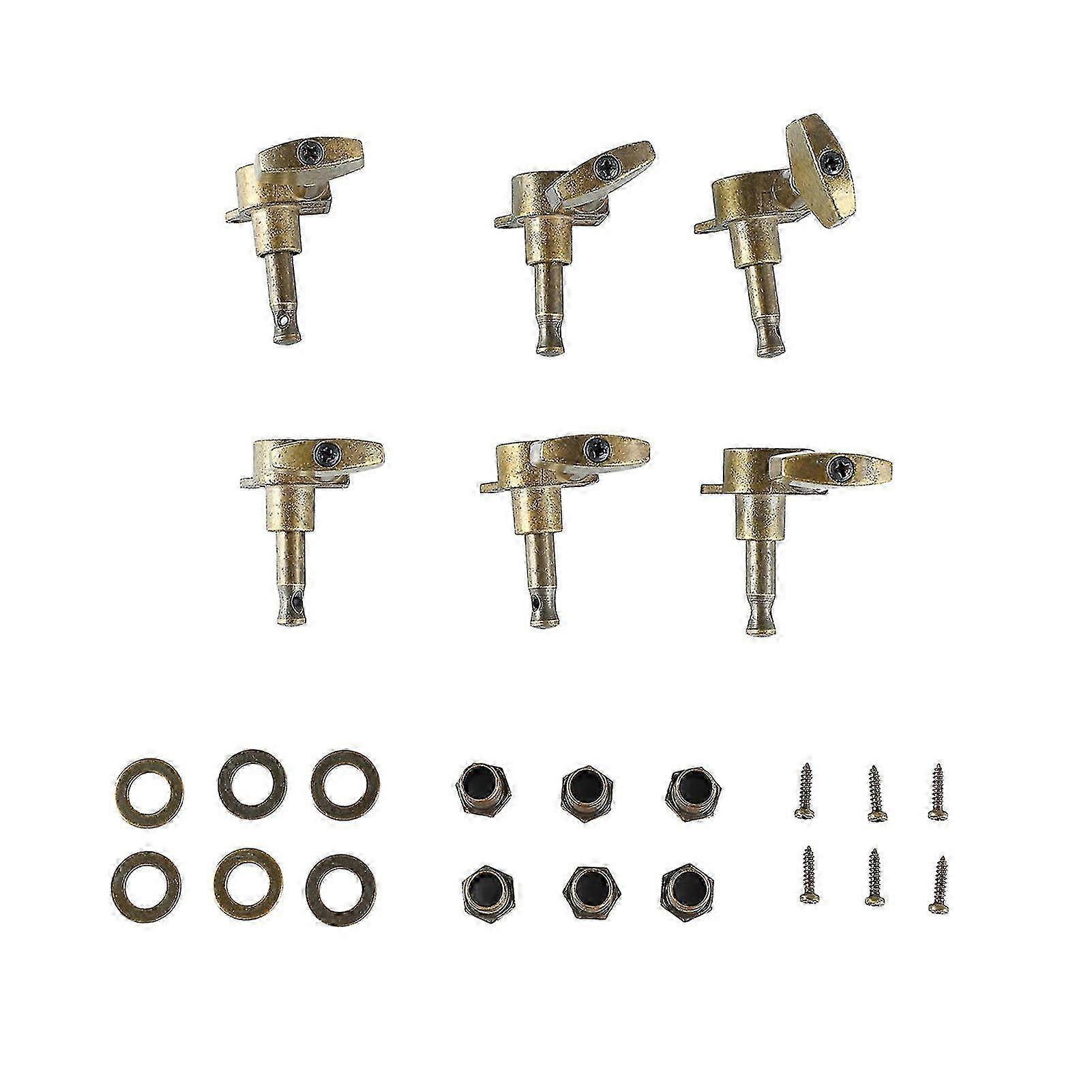 6PCS Guitar String Tuning Pegs 6 Right Big Bronze Square Knobs Tuning Keys Enclosed Locking Tuners for Electric Or Acoustic Guitar