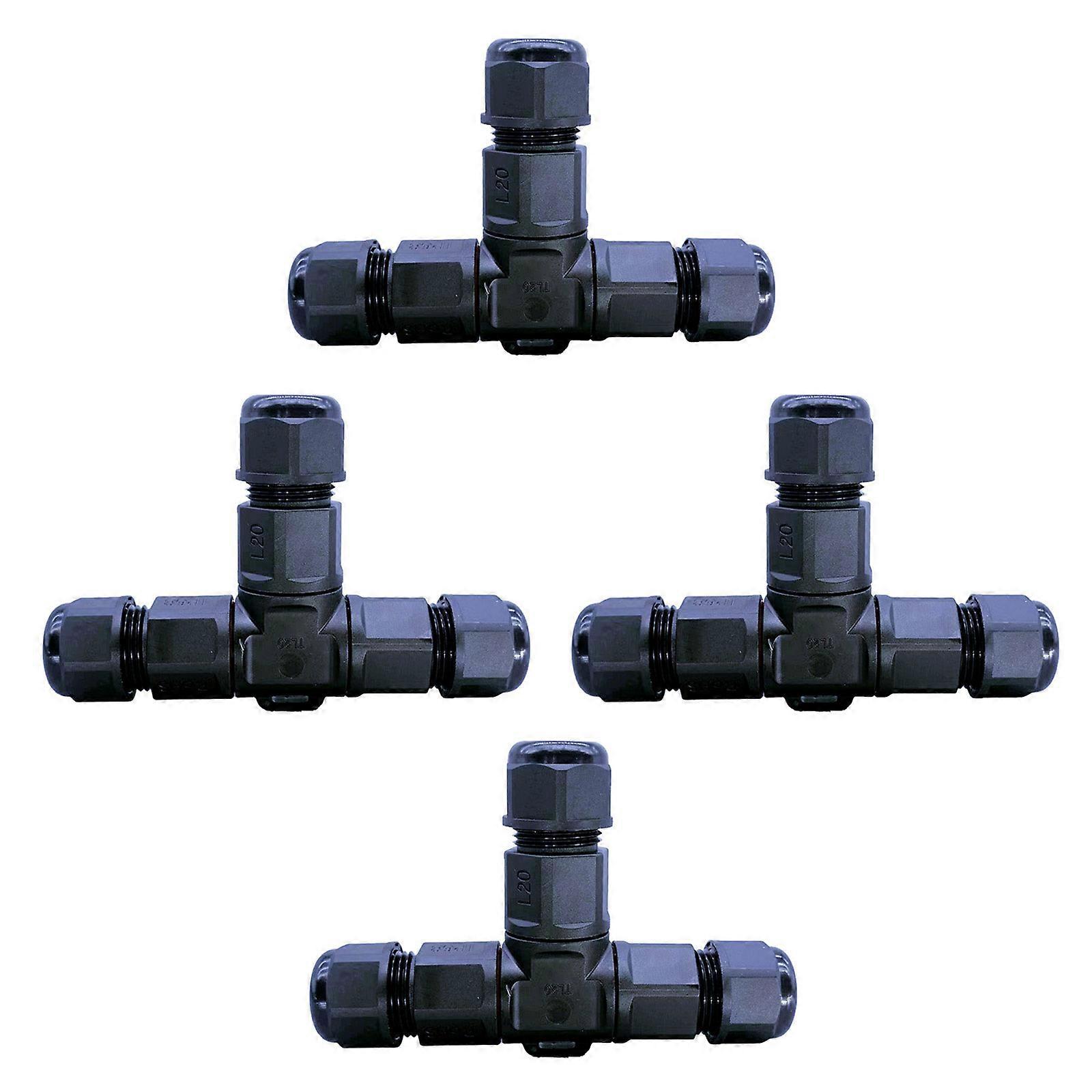 Pack of 4 IP68 Waterproof T Connectors Strong Wiring Solution Quick Installation for Outdoor Electrical Connection Multicolor
