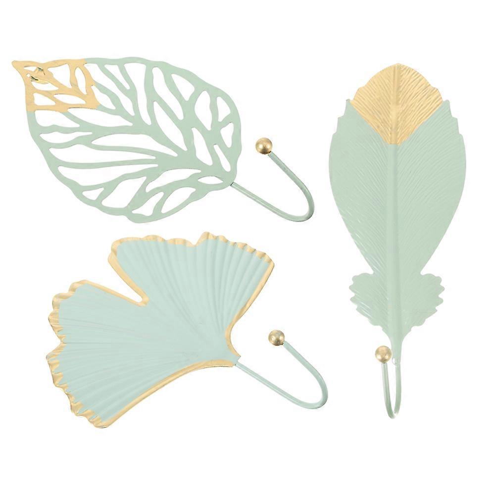 3pcs Multi-use Wall Hooks Wall Hanging Hooks Leaf Shape Hooks Wall Door Entry Hooks