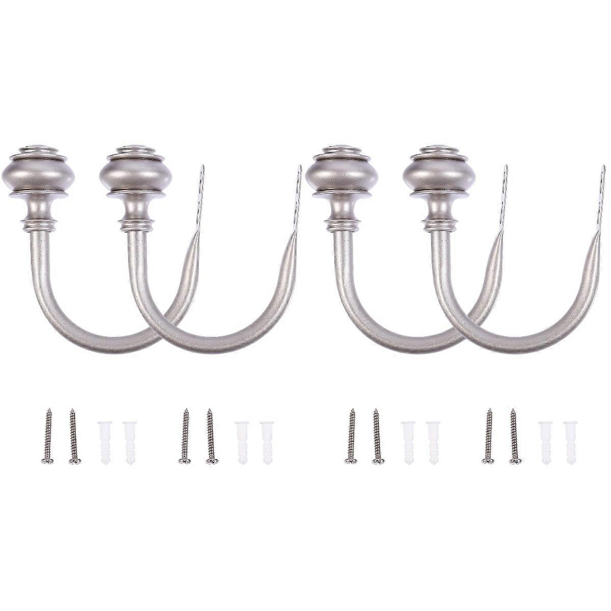 4 Pcs Hook up Towel Hooks Vintage Curtains Decorative Towels U-Shape Holdbacks Home European Style Iron