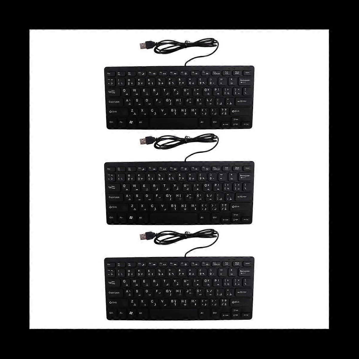 3X Quality Wired USB Arabic/English Bilingual Keyboard for Tablet/ PC/Laptop/IOS/Android