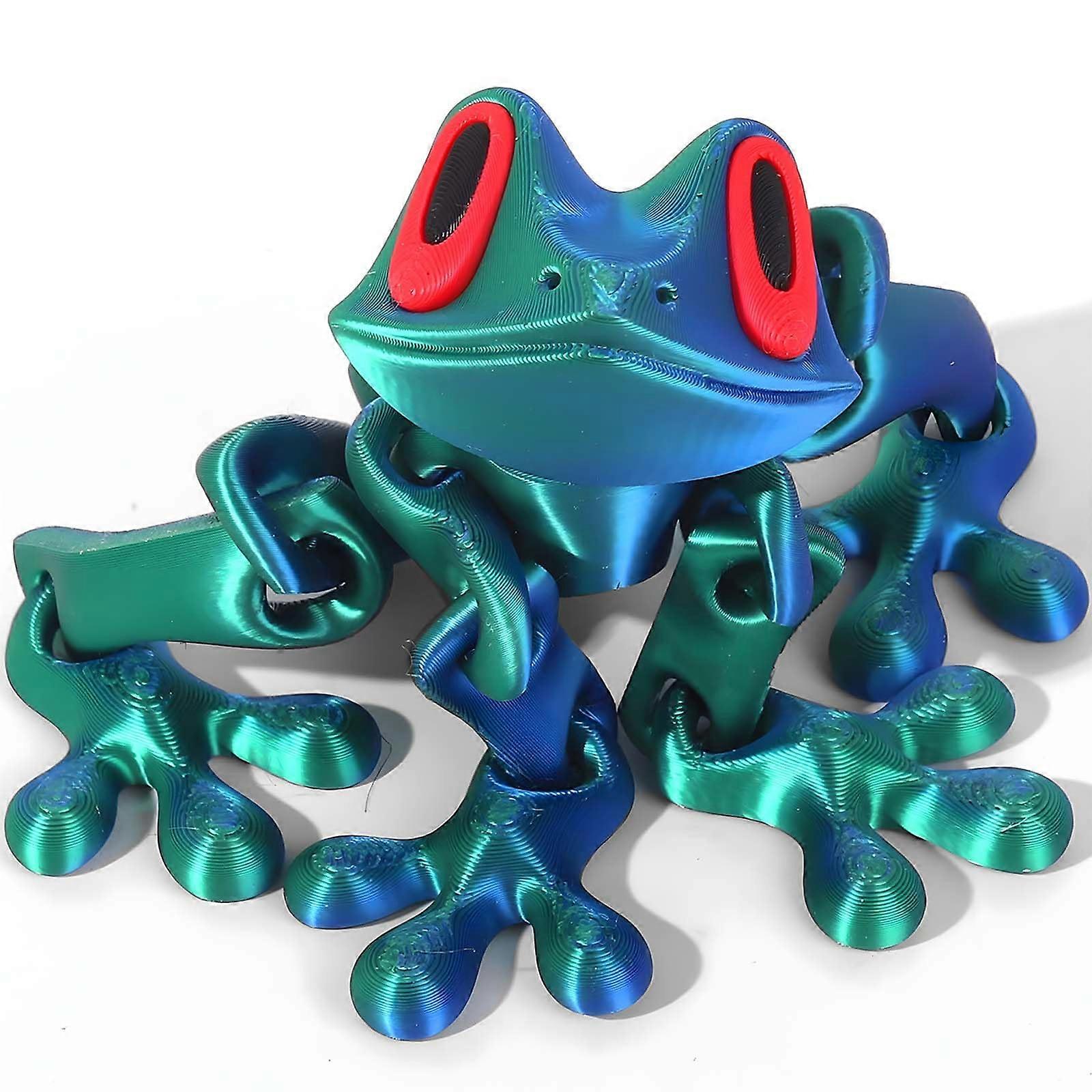 3D Printed Frog Fridge Magnet with Articulated Design for Kitchen, Locker, Car or Desk (Blue)