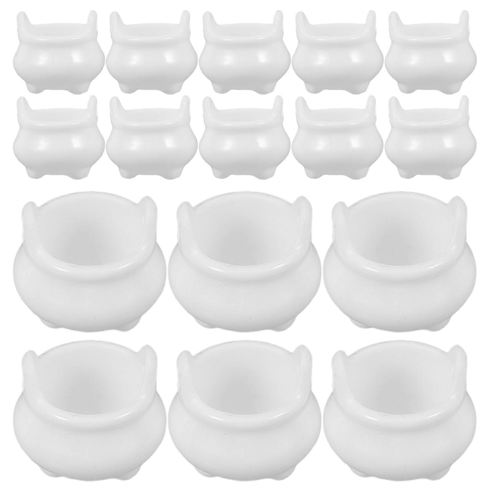 Halloween Miniature Cauldron Pot Decorations for Party 20Pcs White Plastic
