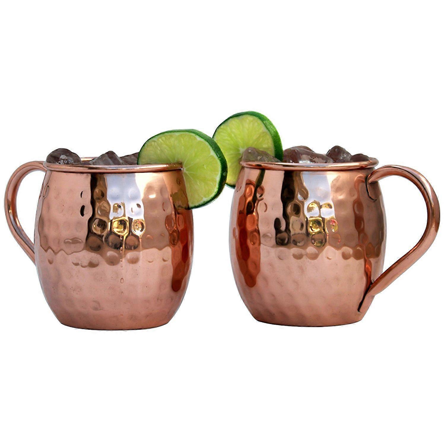 Copper Mug Set of 2, 18oz Hammered Finish for Cocktails and Cold Drinks