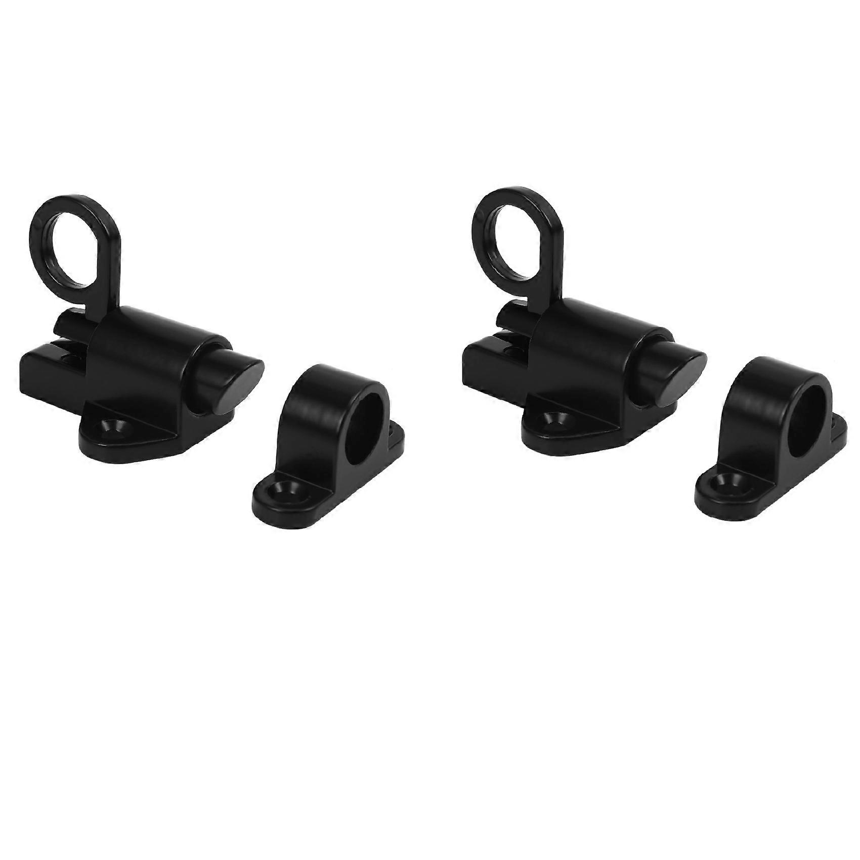 2X Aluminum Alloy Security Automatic Window Gate Lock Spring Bounce Door Bolt Latch, Black
