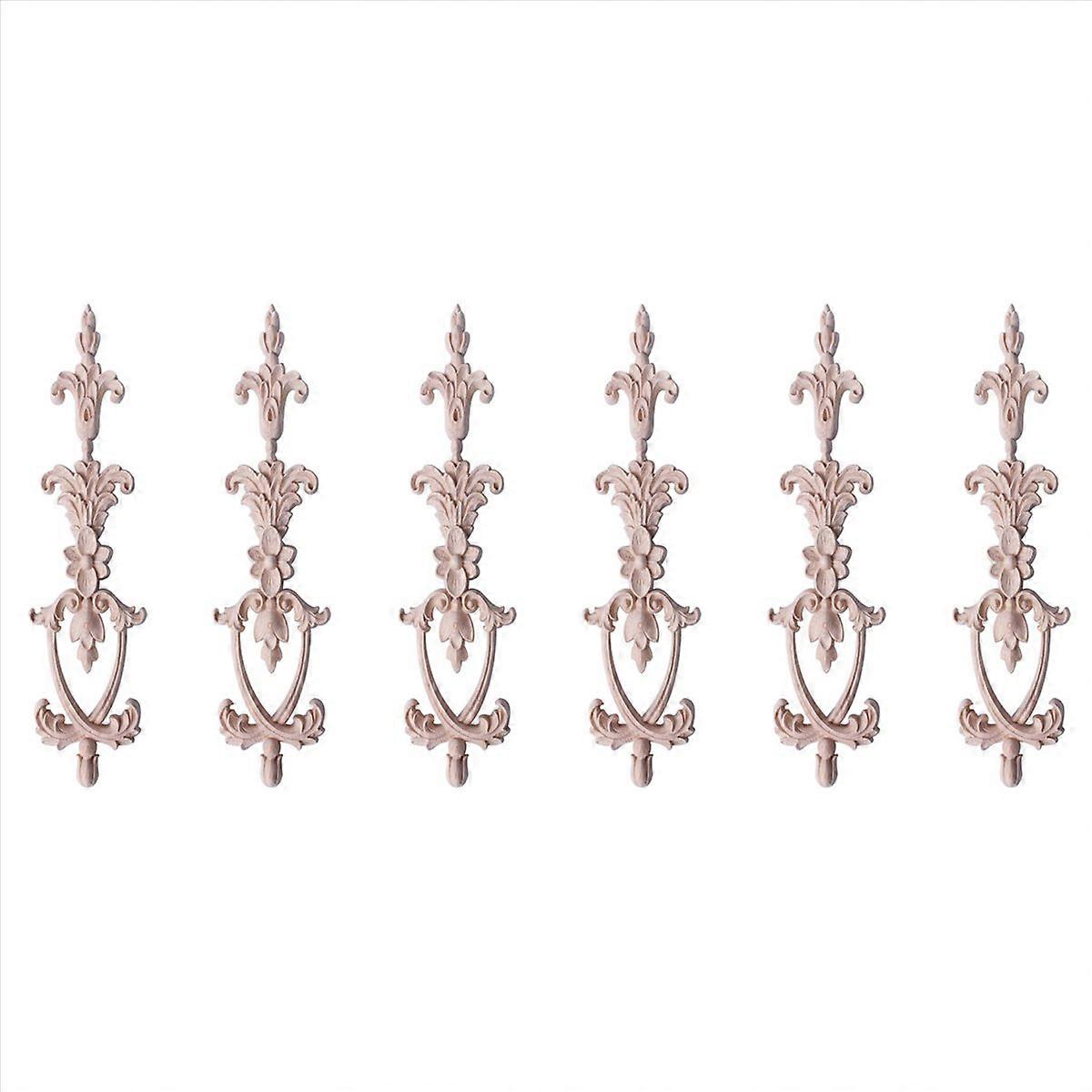 1x Wood Carved Corner Onlay Applique Unpainted Frame Decal 25x6cm