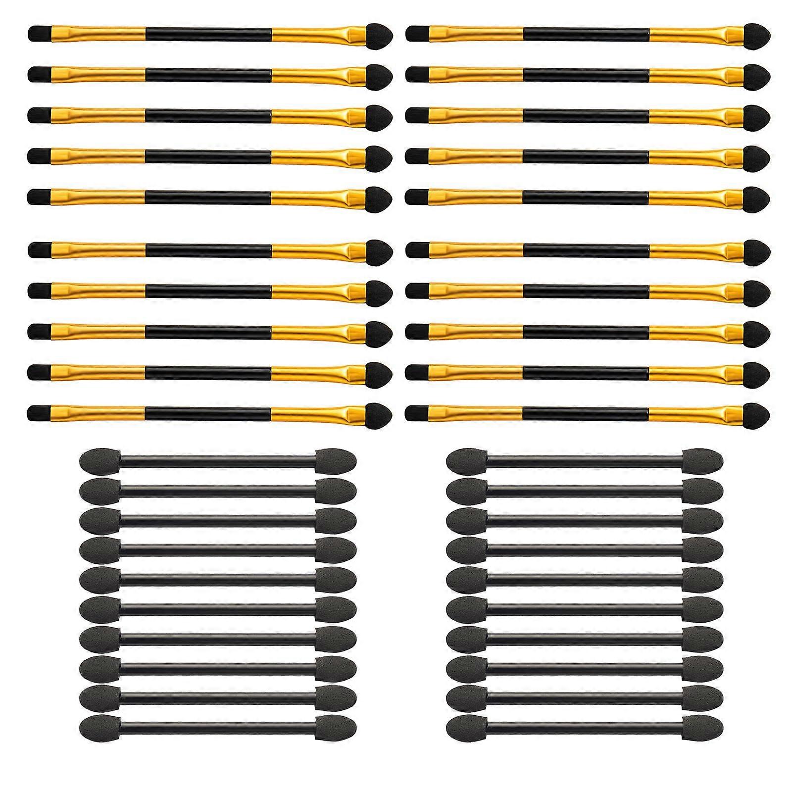 40PCS Dual End Eyeshadow Applicator Brushes with Soft Latex Sponge for Precise Color Application