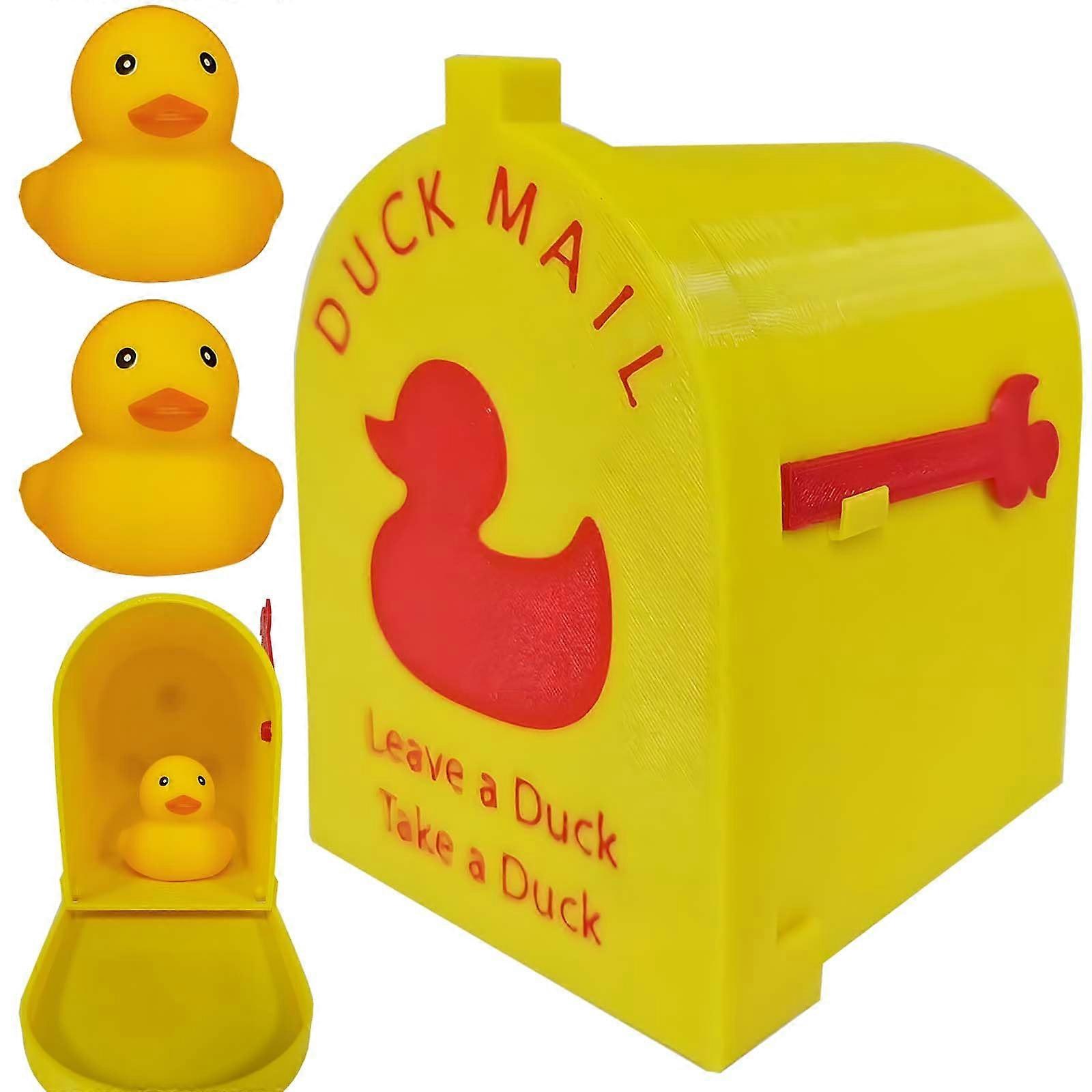 Cruising Duck Mailbox Magnet with Movable Flag for Cruise Door or Fridge Decor, Yellow Duck Set