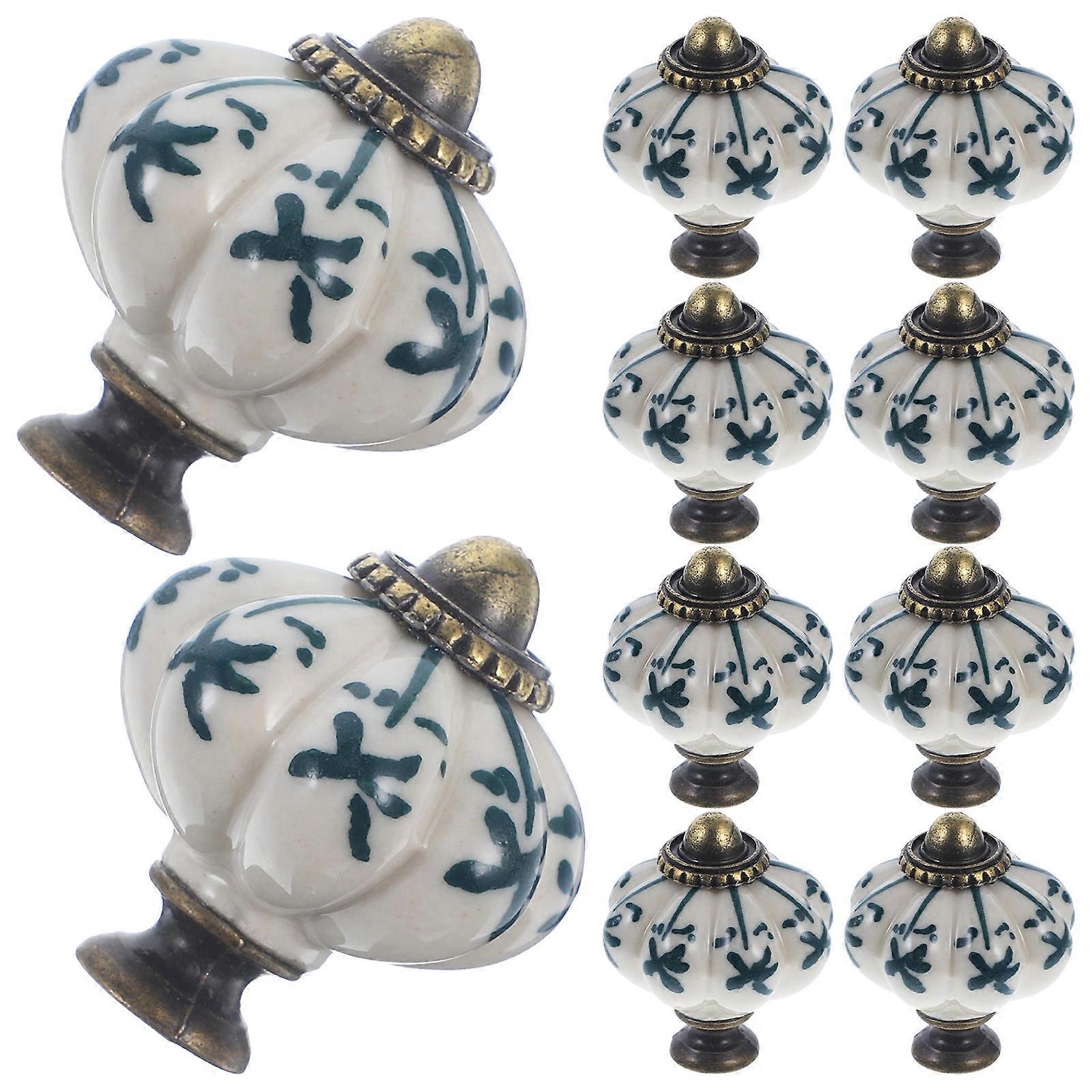 Ceramic Vintage Drawer Knobs Pumpkin Style for Home Use 12Pcs Pack