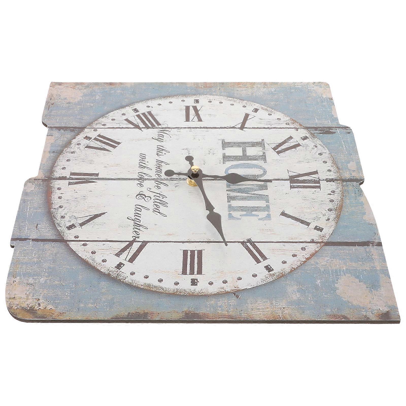 Farmhouse Wall Clocks Square Rustic Wooden Clock Black Roman Numeral Numbers Time Display 11.8x11.8x0.2in Battery Operated 1Pack