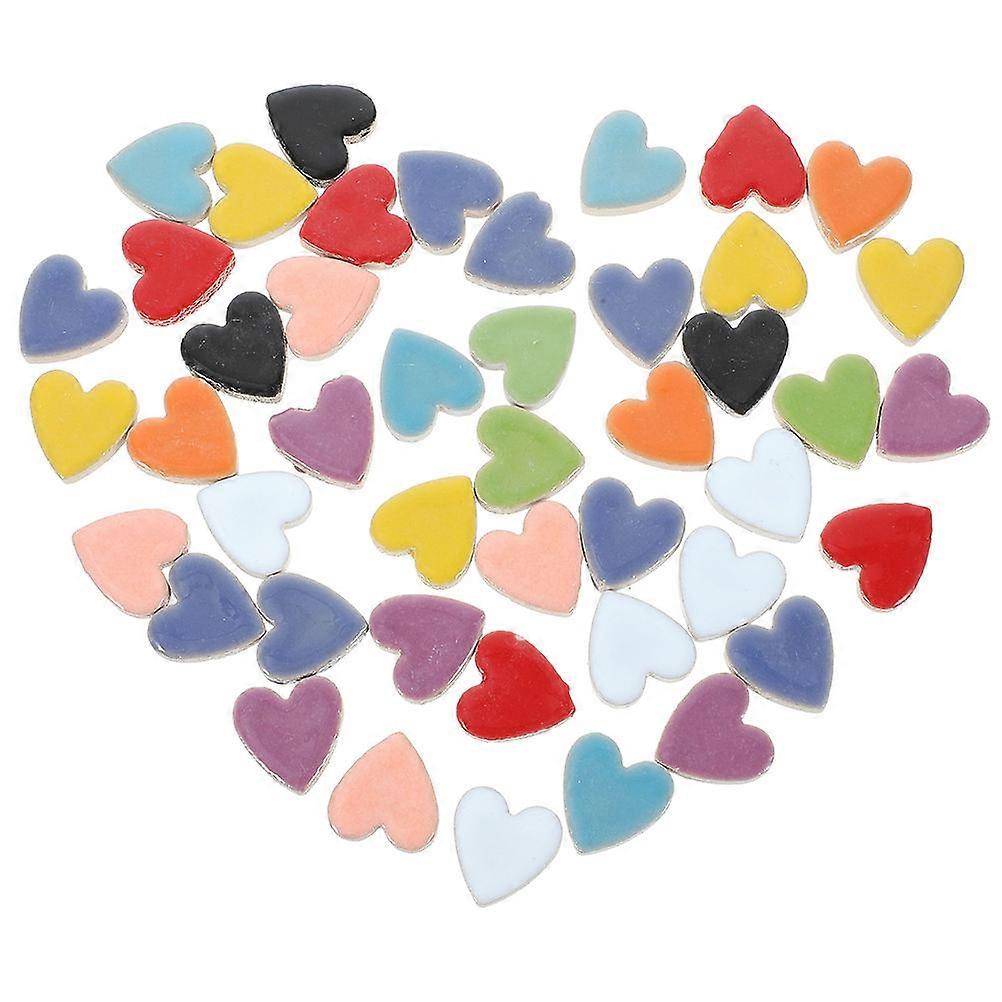 Ceramic Heart Mosaic Tiles for Decoration 1Set Assorted