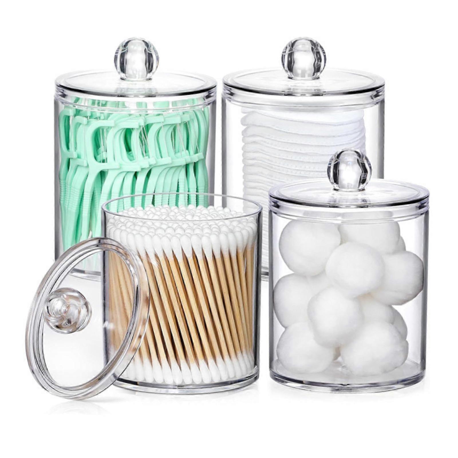 Bathroom Storage Jars Set with Dustproof Lid for Cotton Swab Holder and Clear Decorative Design