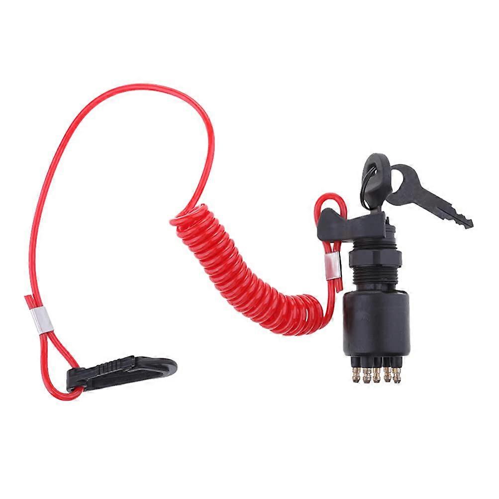 Boat Ignition Switch with Key and Lanyard, Marine Engine Starter Replacement for Quick Installation