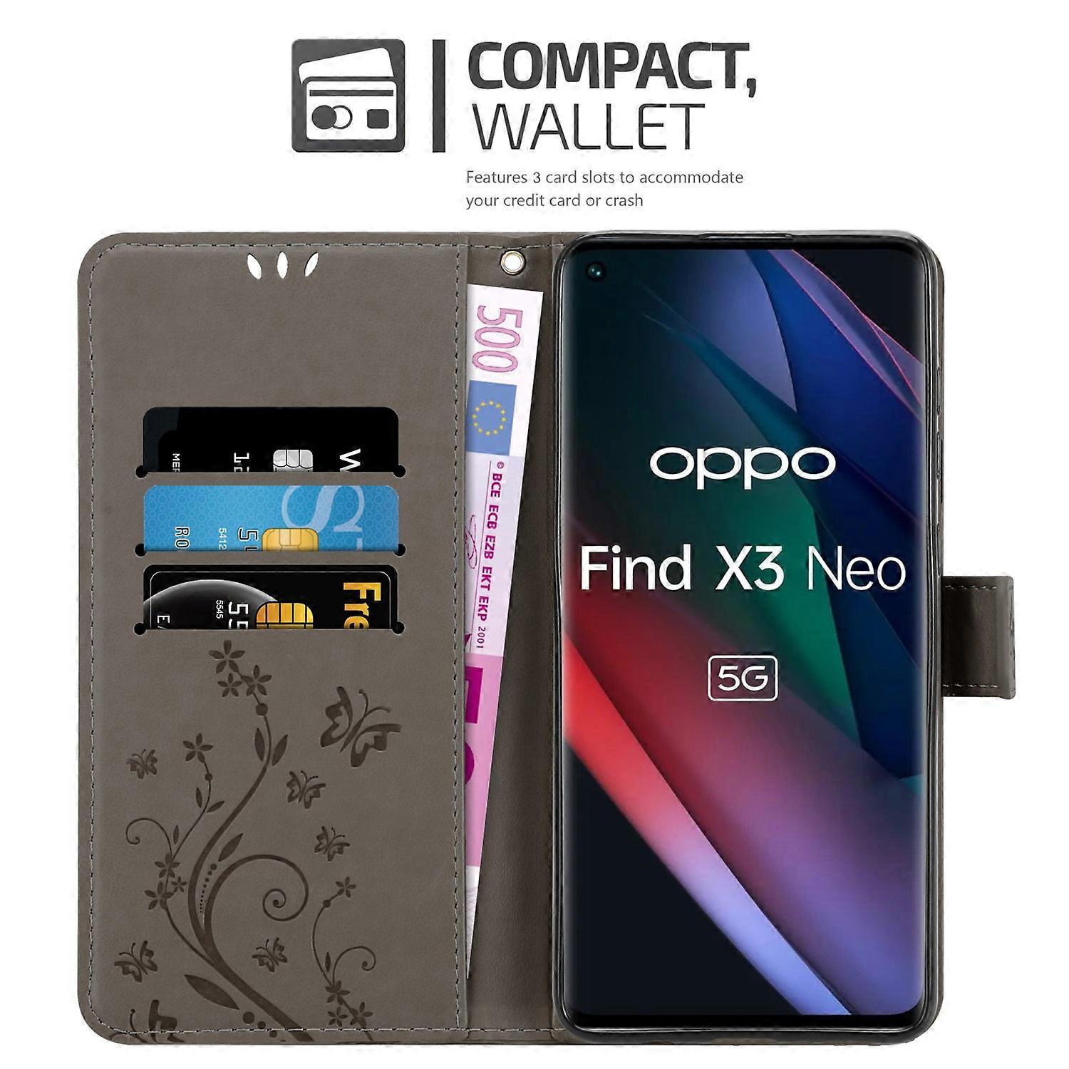 OPPO FIND X3 NEO 保护壳 - 带花卉印花和卡槽