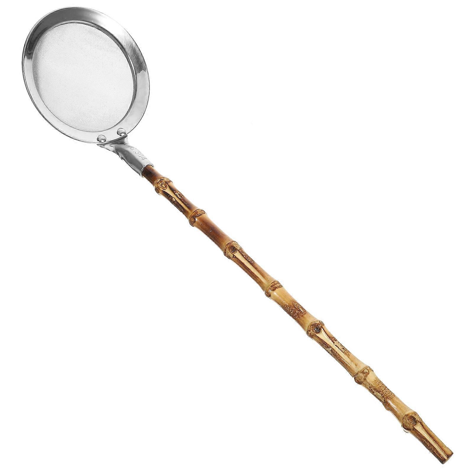 Stainless Steel Skimmer Ladle with Ergonomic Handle, Large Mesh Strainer Spoon for Frying and Boiling