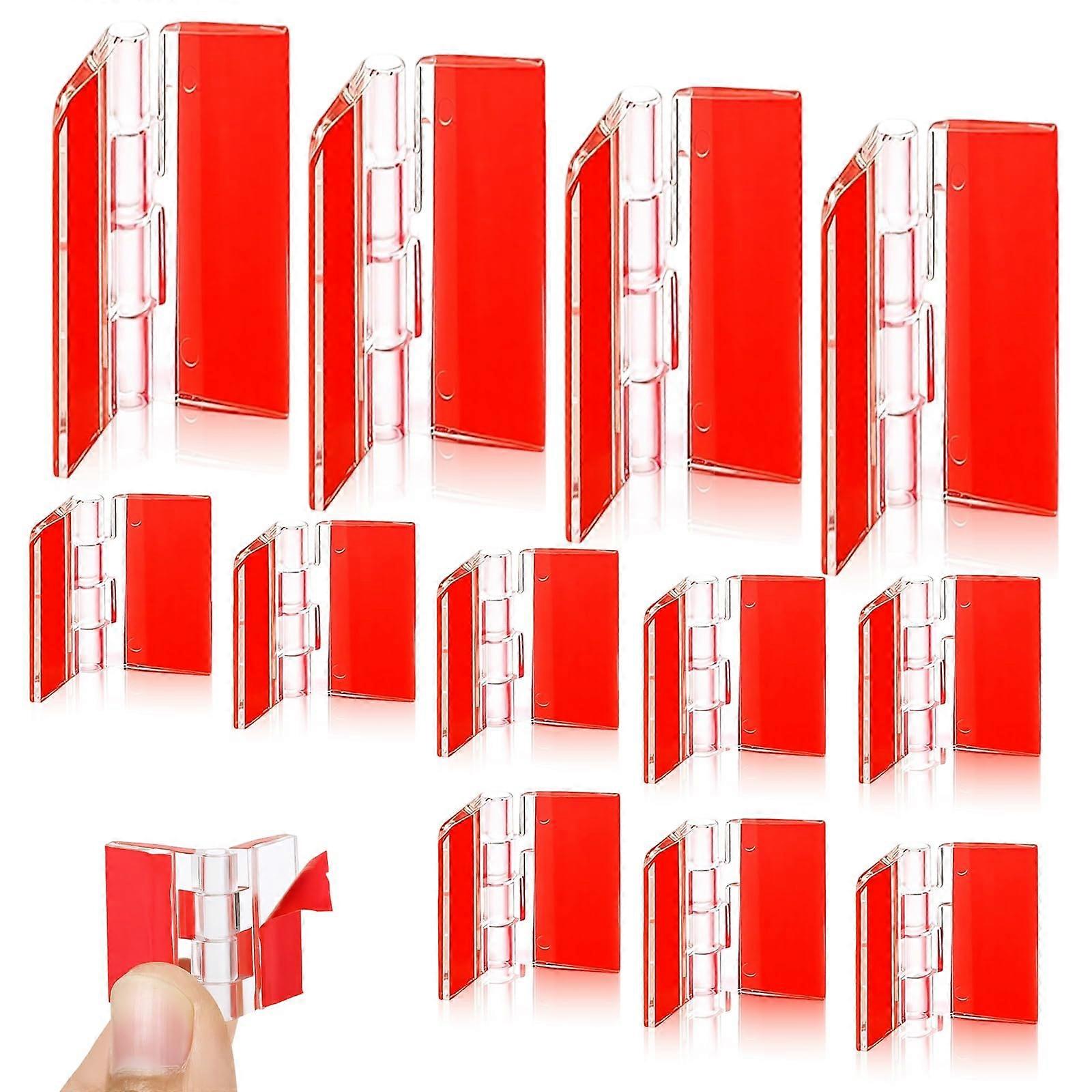 12 Pcs Clear Acrylic SelfAdhesive Hinges, Durable Transparent Piano Hinges for DIY Cabinets and Boxes