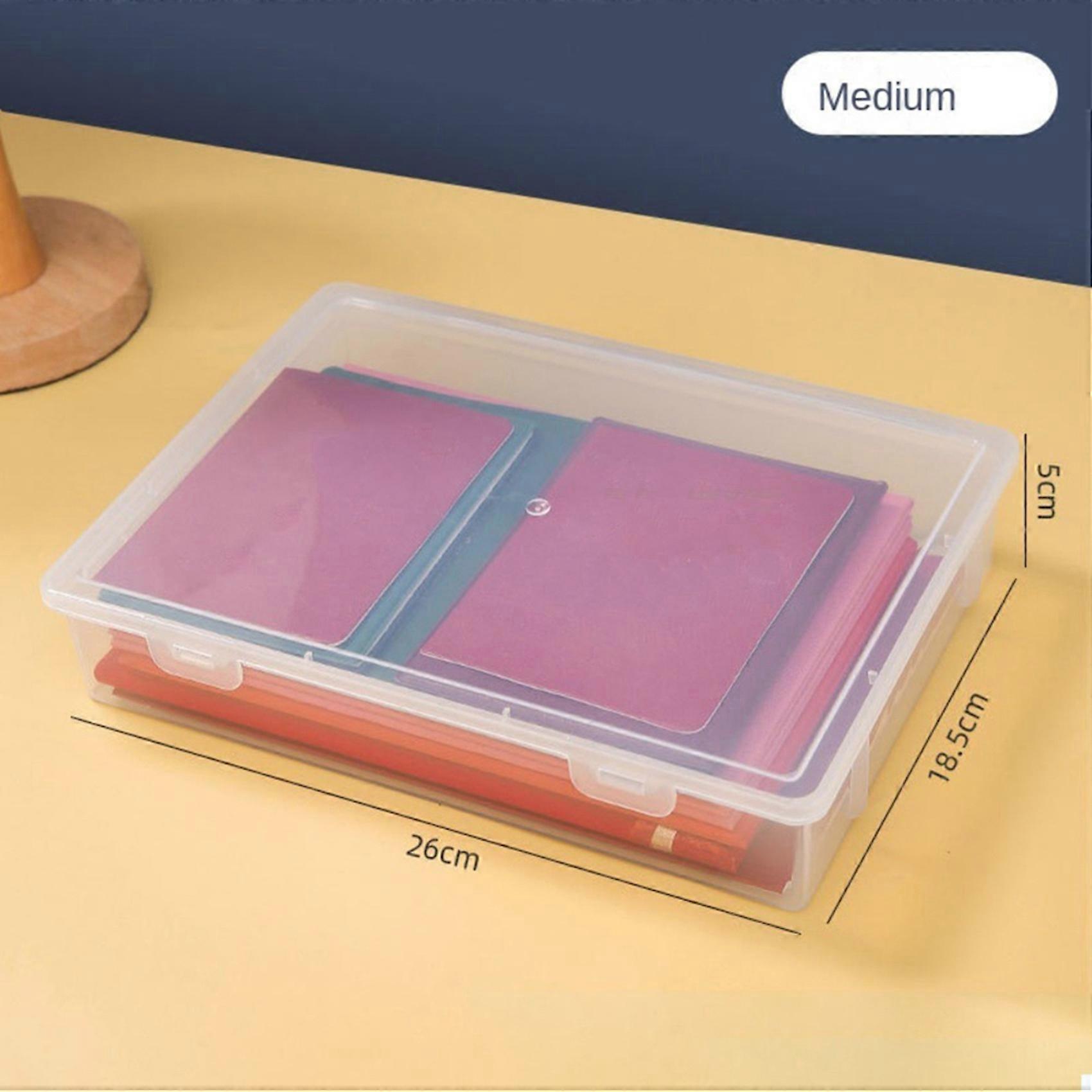 3X Plastic File Organizer Transparent Square Storage Box A4 Storage Box File Storage Box M