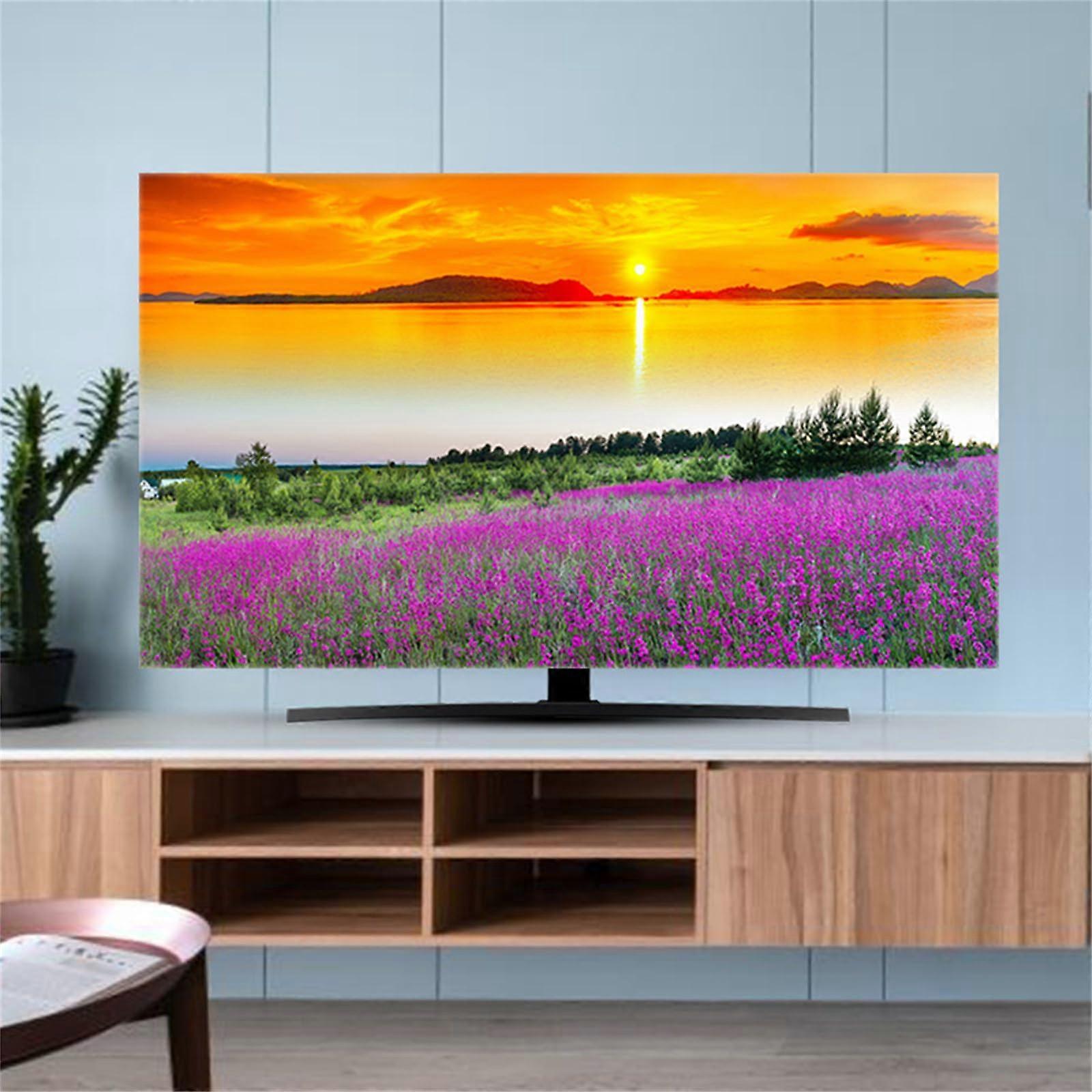 TV Dust Cover Sunset Pattern 70 Inch, Universal Elastic Television Screen Protector, Decorative Design