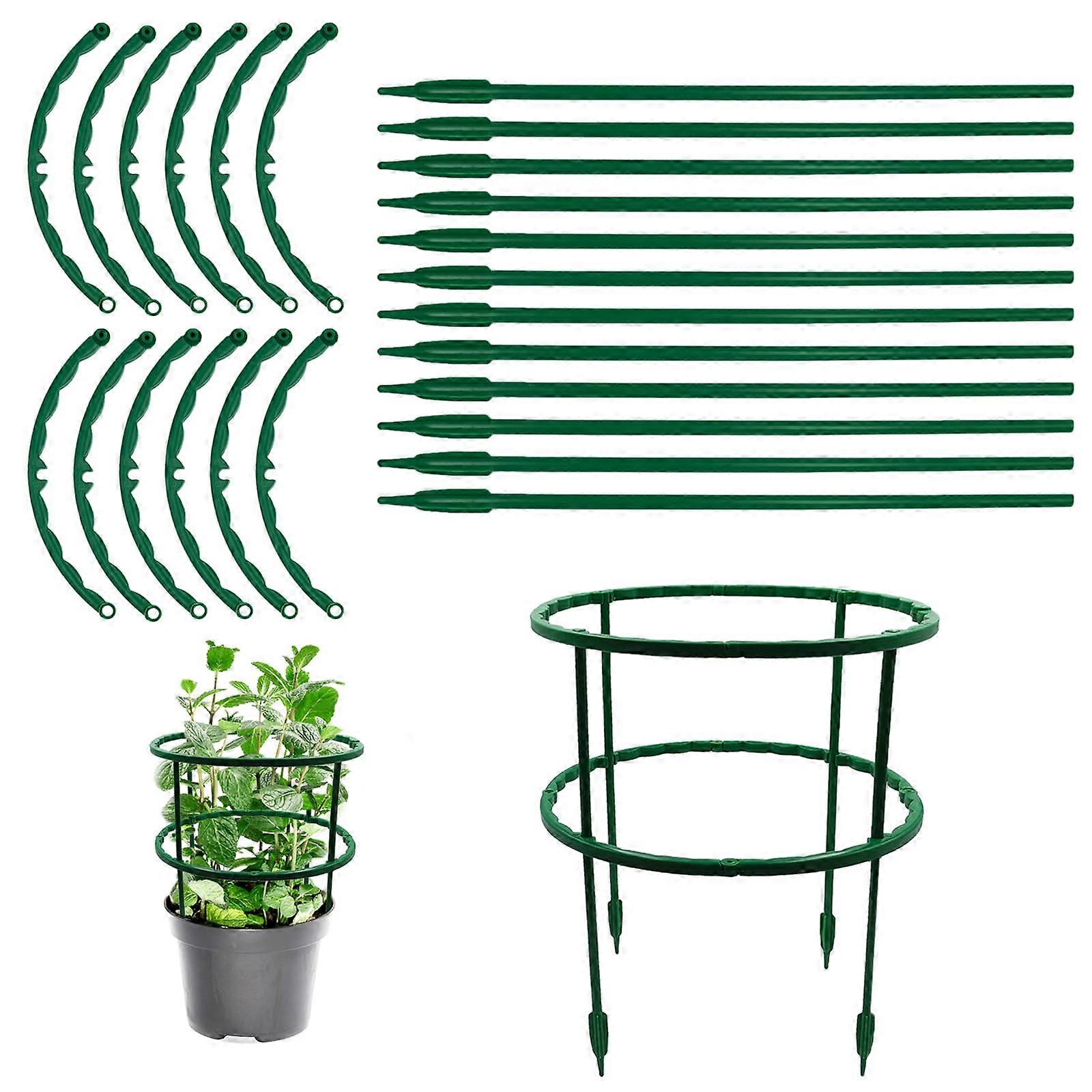 12 Sets Stackable Half Round Plant Support Stakes for Tomatoes Peonies Indoor Outdoor Flowers