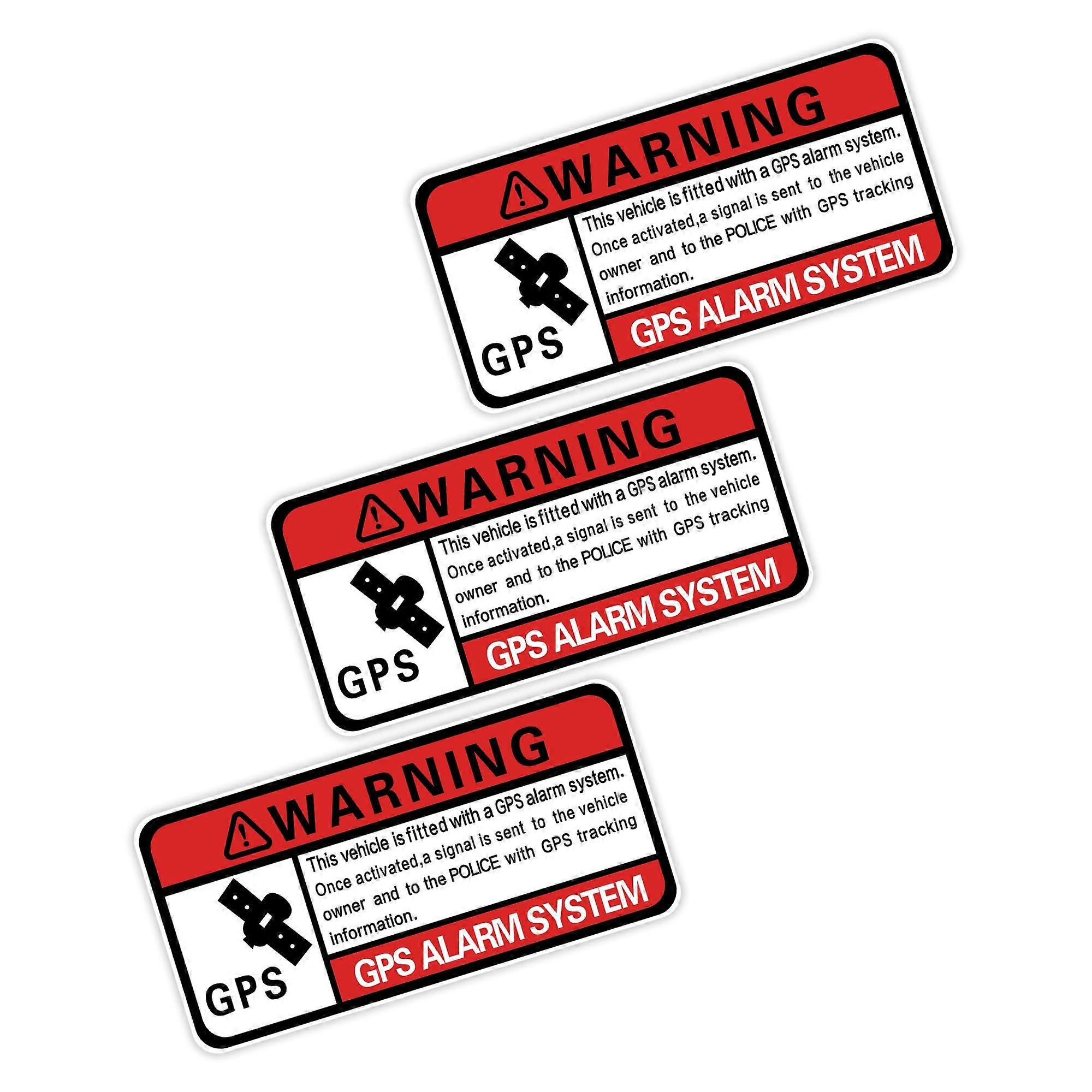 Car Warning Sticker 3PCS AntiTheft GPS Alarm System Reflective Red SelfAdhesive Weather Resistant