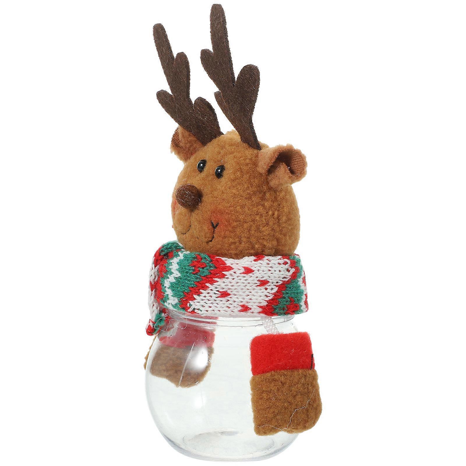 Candy Jar Christmas Cartoon Decoration Prop Home Office Multi Material Sealed Function 1Set