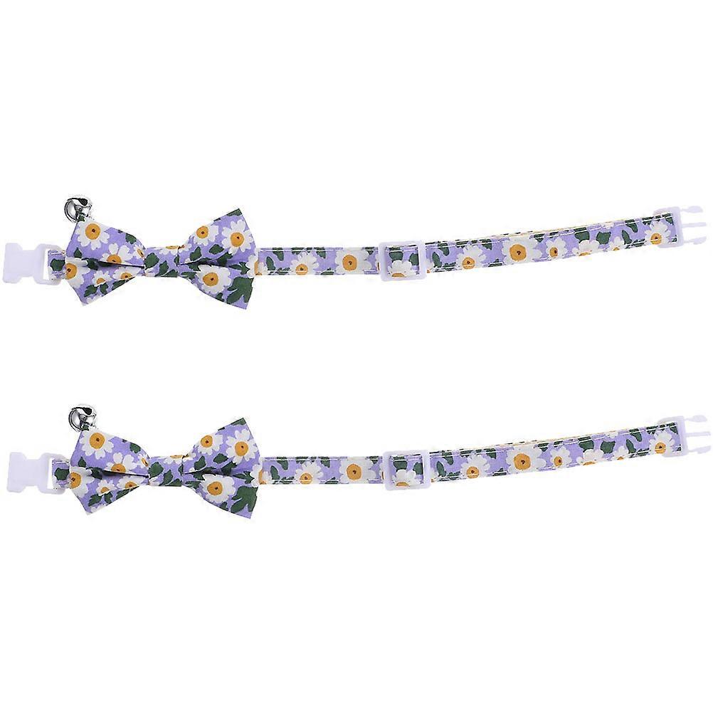 Cat Collar Adjustable Bow Tie with Bell 2Pcs Cute Collars for Cats