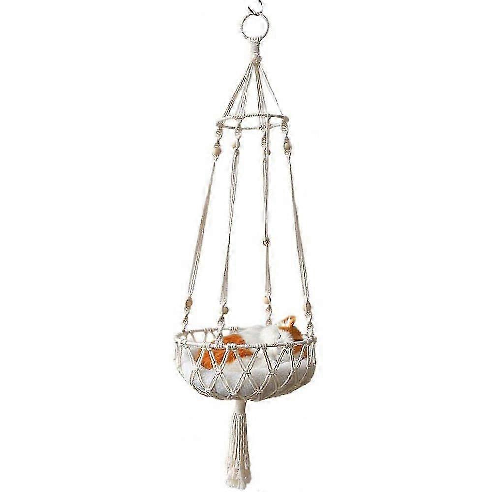 Macrame Hanging Cat Hammock, Handwoven, Basket 26-27s