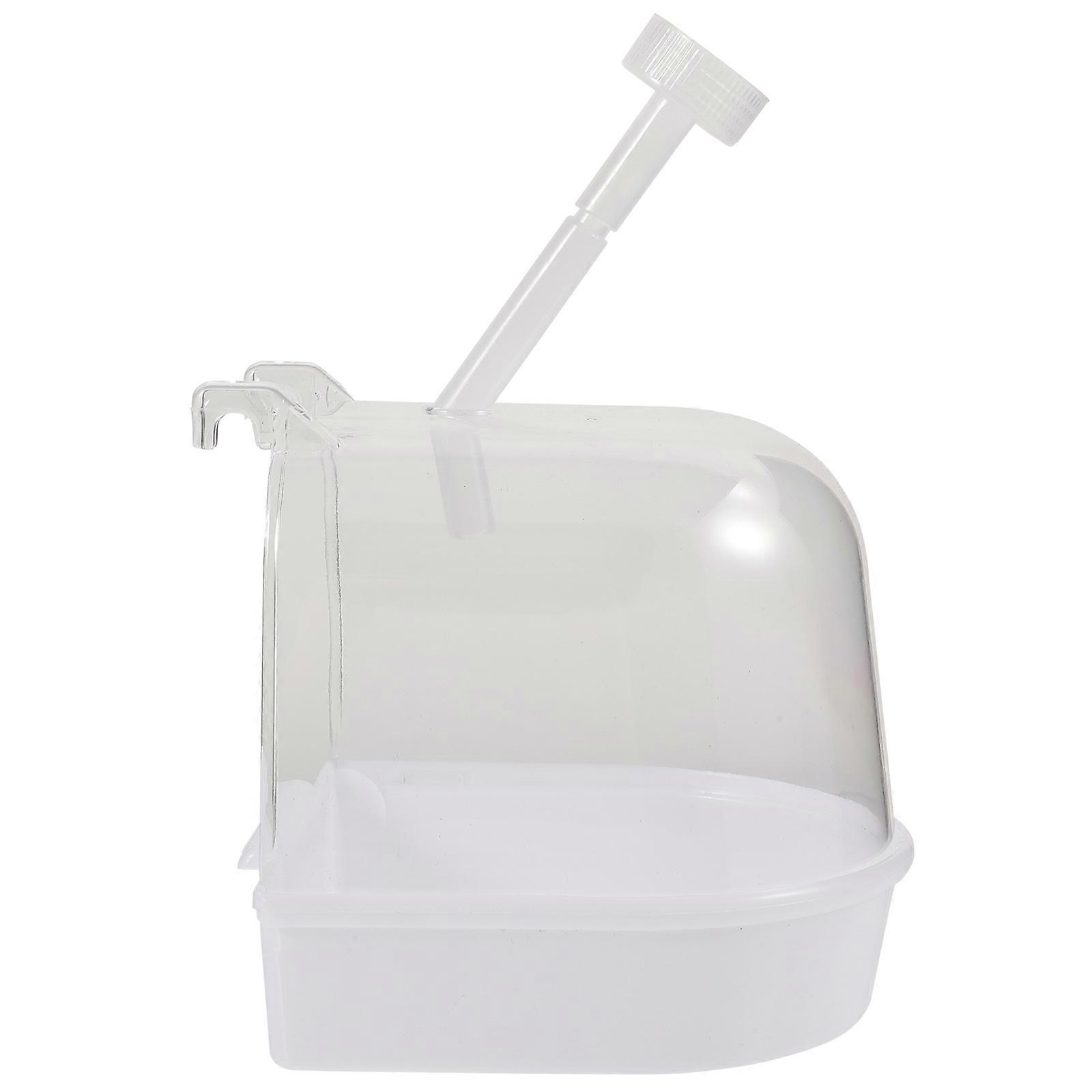 Parrot Bath Box Plastic Bird Bathing Tub for Cage White Accessory