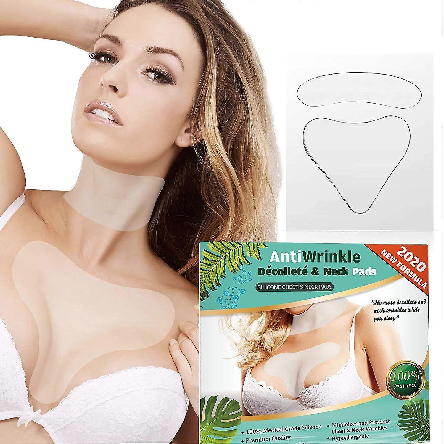 Chest Wrinkle Pad, Reusable Silicone Chest and Neck Patch, Overnight WrinkleReducing Design, 2 Pack