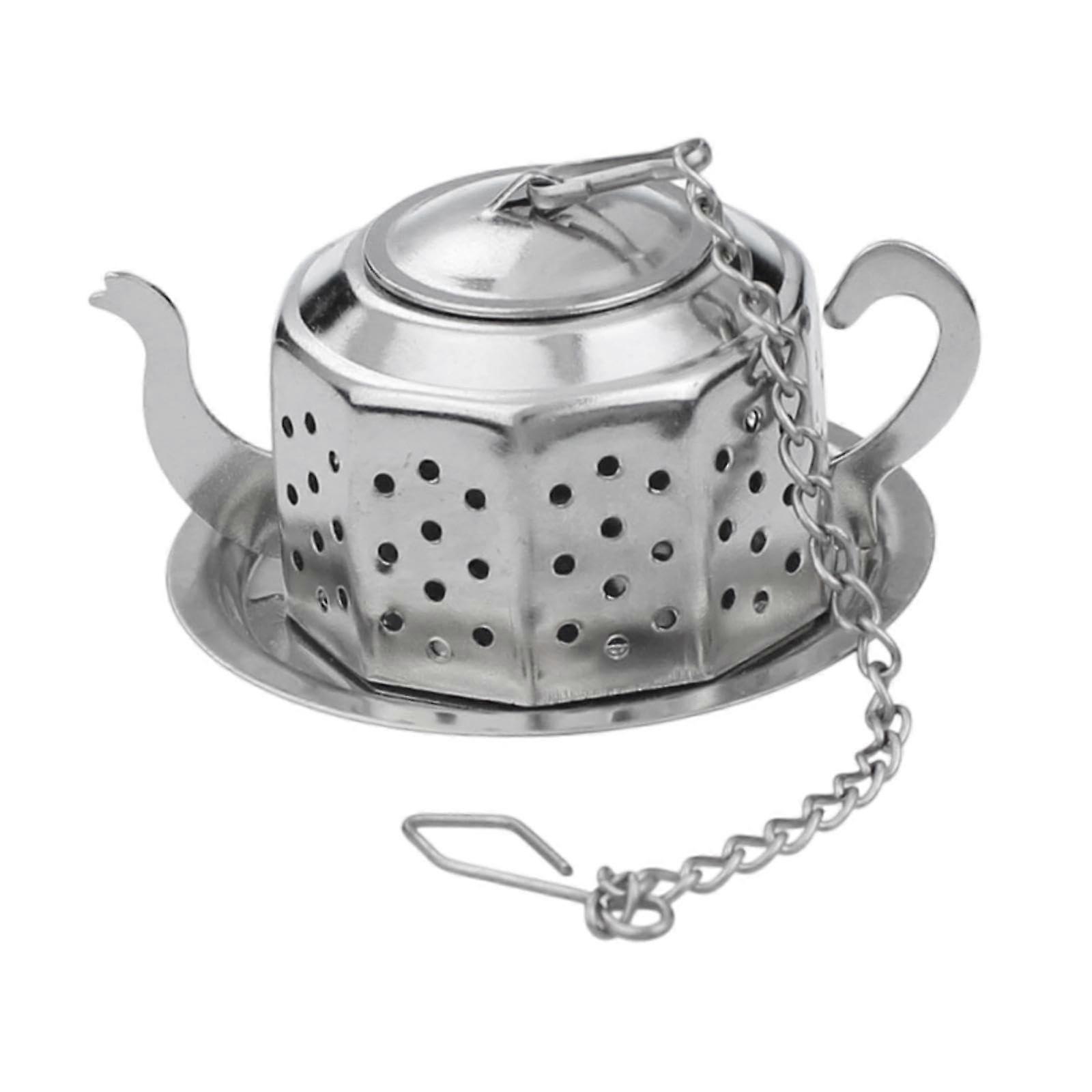 Tea Infuser and Strainer for Loose Leaf Tea, Reusable Teapot Shape with Hook and Drip Tray