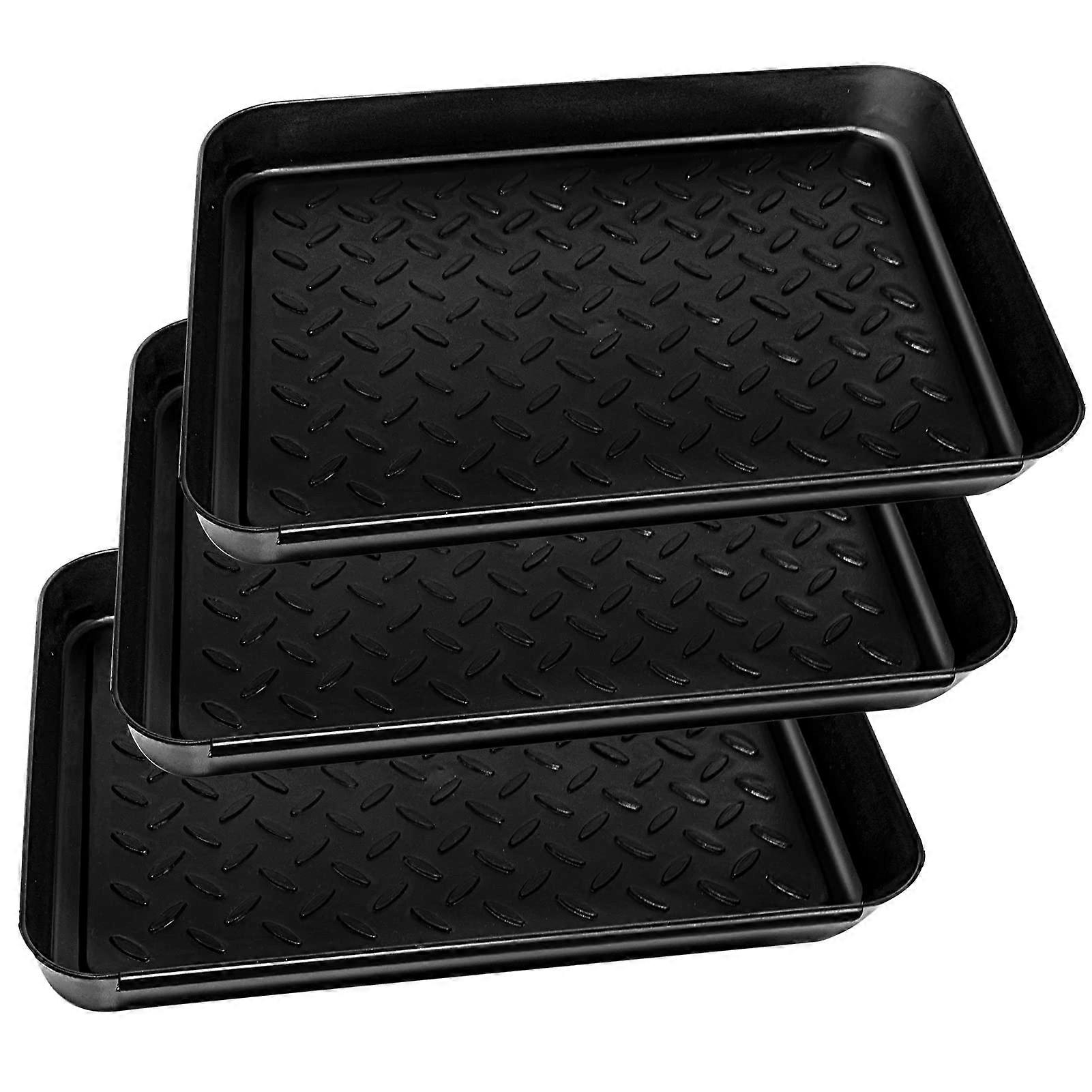 3 Pcs Under Sink Mat with Raised Edge Protection, Plastic Drip Tray for Kitchen Bathroom Laundry