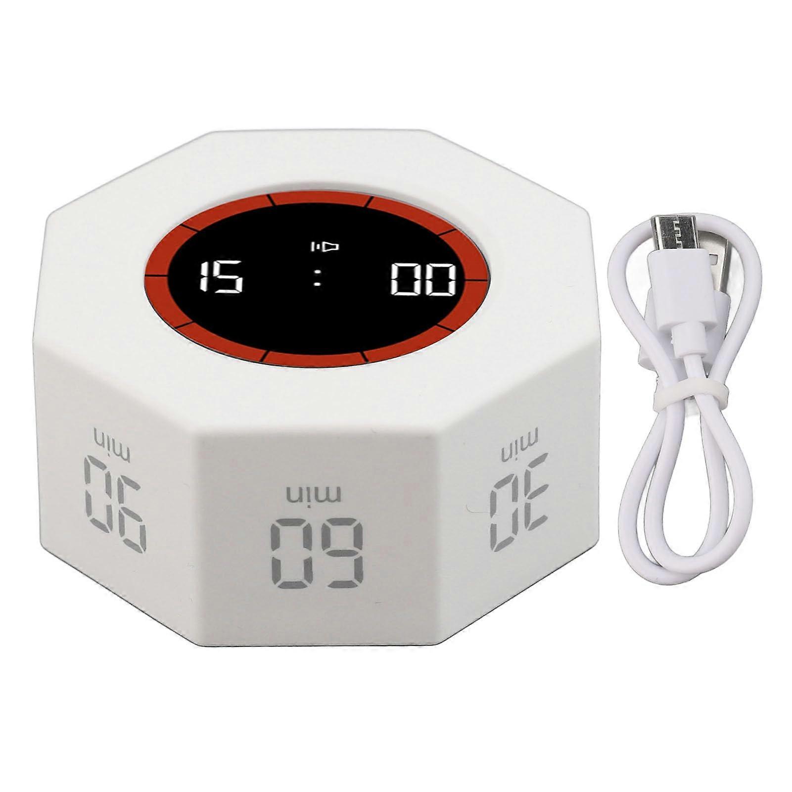 Productivity Cube Timer with Smart GSensor, 7 Preset Countdown Modes, USBC Rechargeable, White