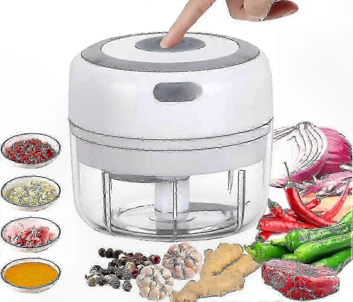 Compact Electric Chopper for Fruits, Veggies, Nuts, and More - Portable Mini Processor with Grinder Functionality (White)