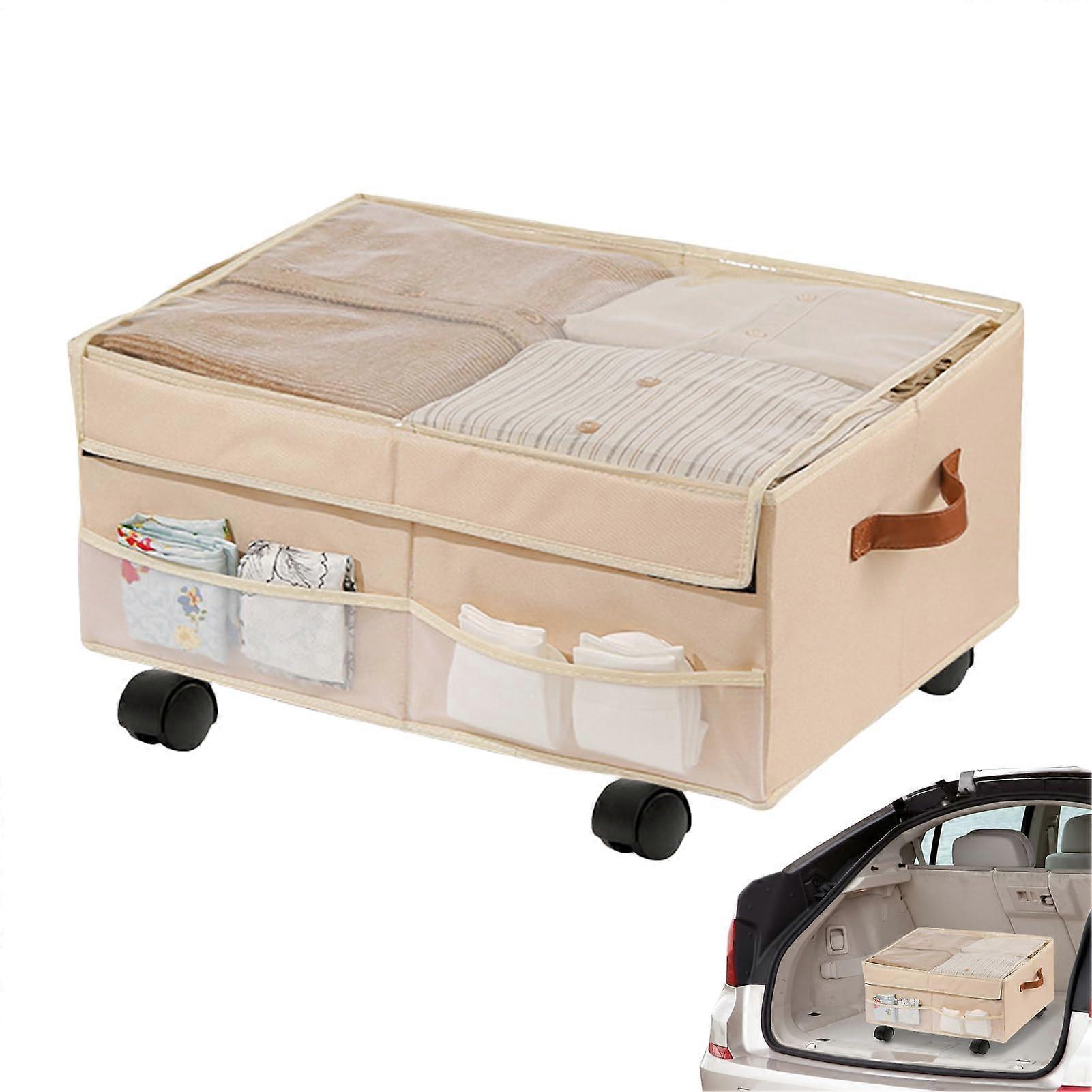 Rolling Storage Cart with Wheels, Waterproof Organizer Box, MultiPurpose for Car, Home, Camping