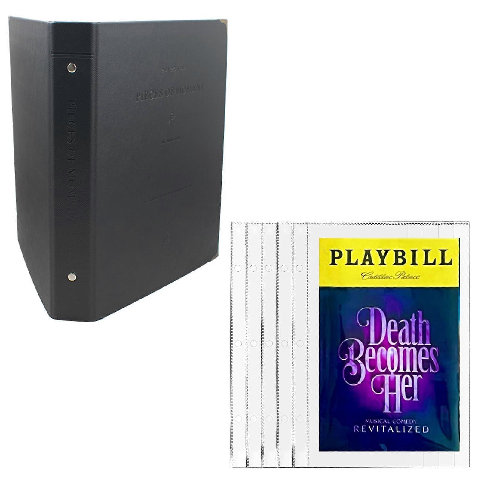 Black PU Theater Program Binder with Sleeves, 3Ring Playbill Organizer Fits Standard Size