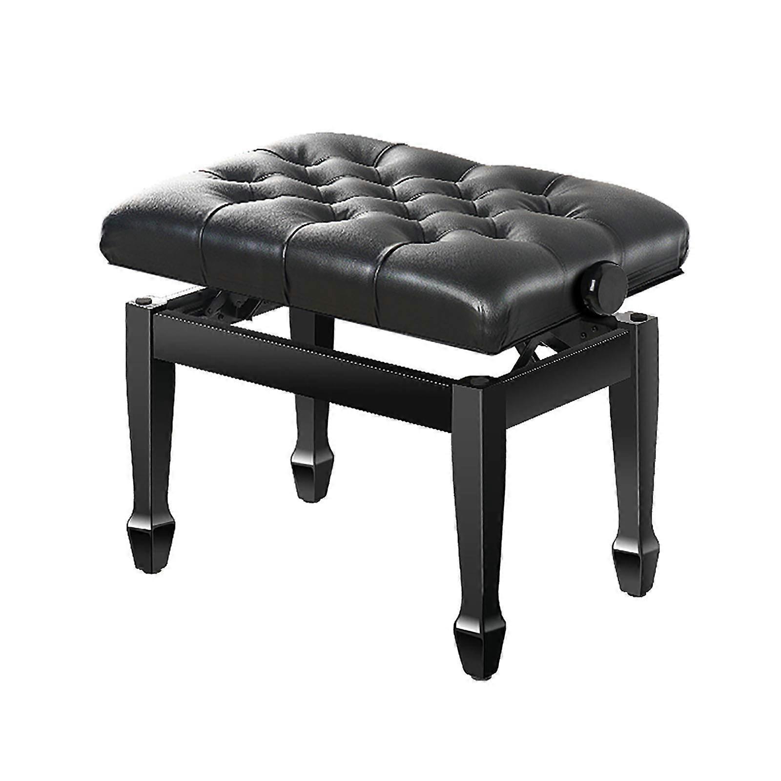 Black Adjustable Piano Bench with Solid Wood Frame, Single Seat, 180KG Capacity, Height Adjustable