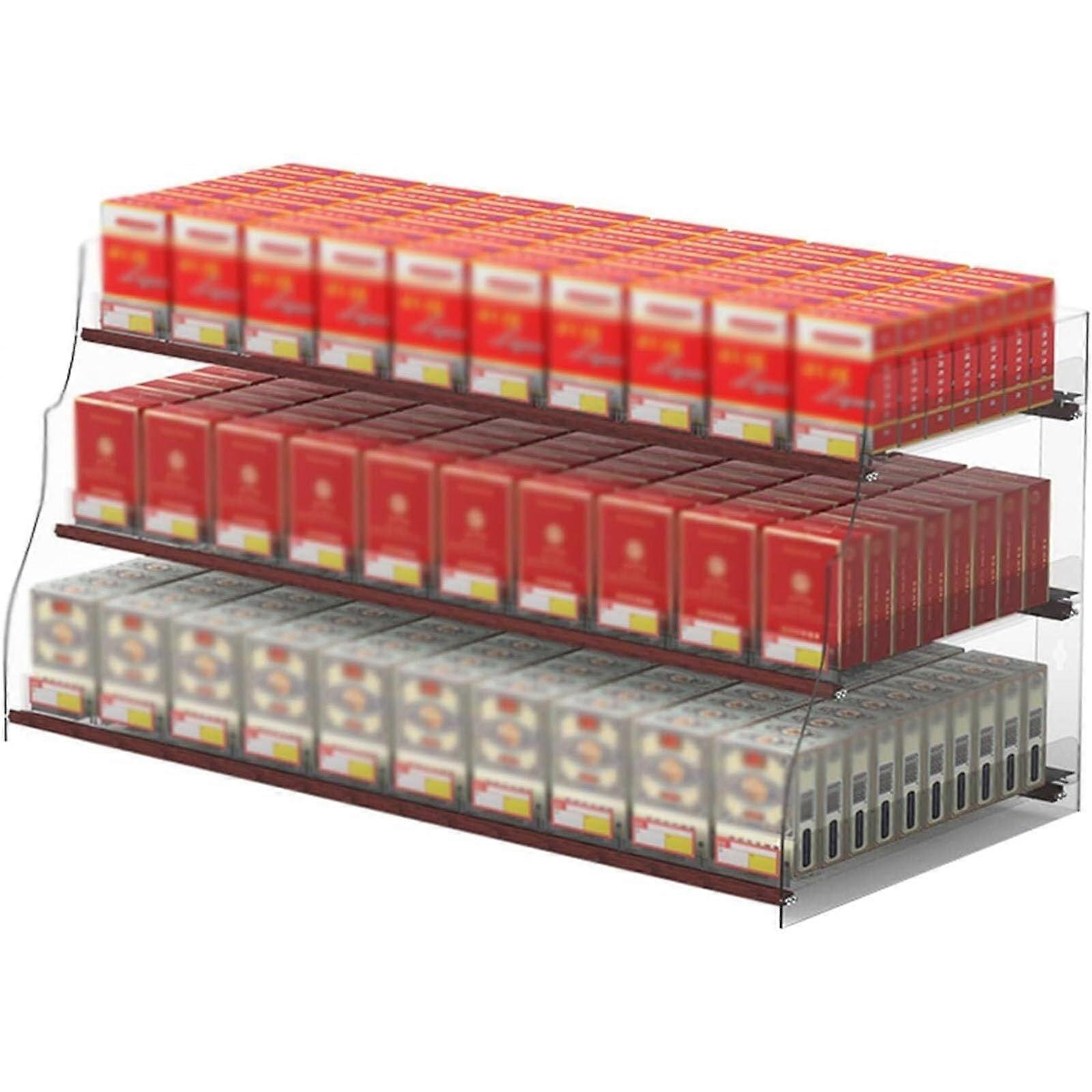 WallMounted Cigarette Display Rack, Clear Acrylic 4Layer 7Column Retail Organizer with Auto Push