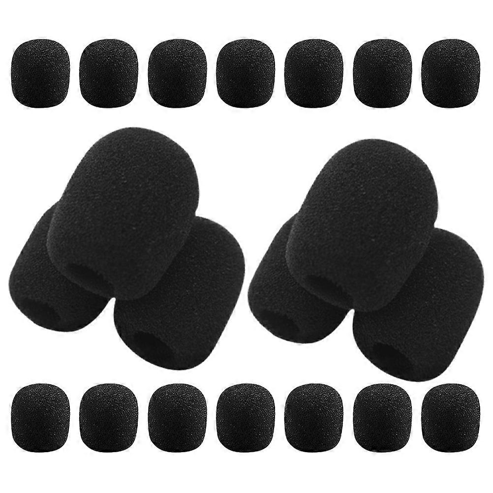 Black Lapel Microphone Sponge Covers for Microphone 20Pcs Soft Replacement