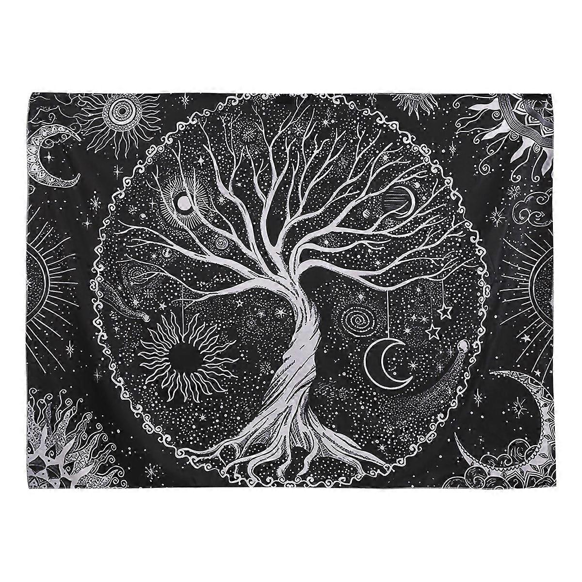 Tree Tapestry Moon and Sun Black Wall Hanging Tapestry Psychedelic