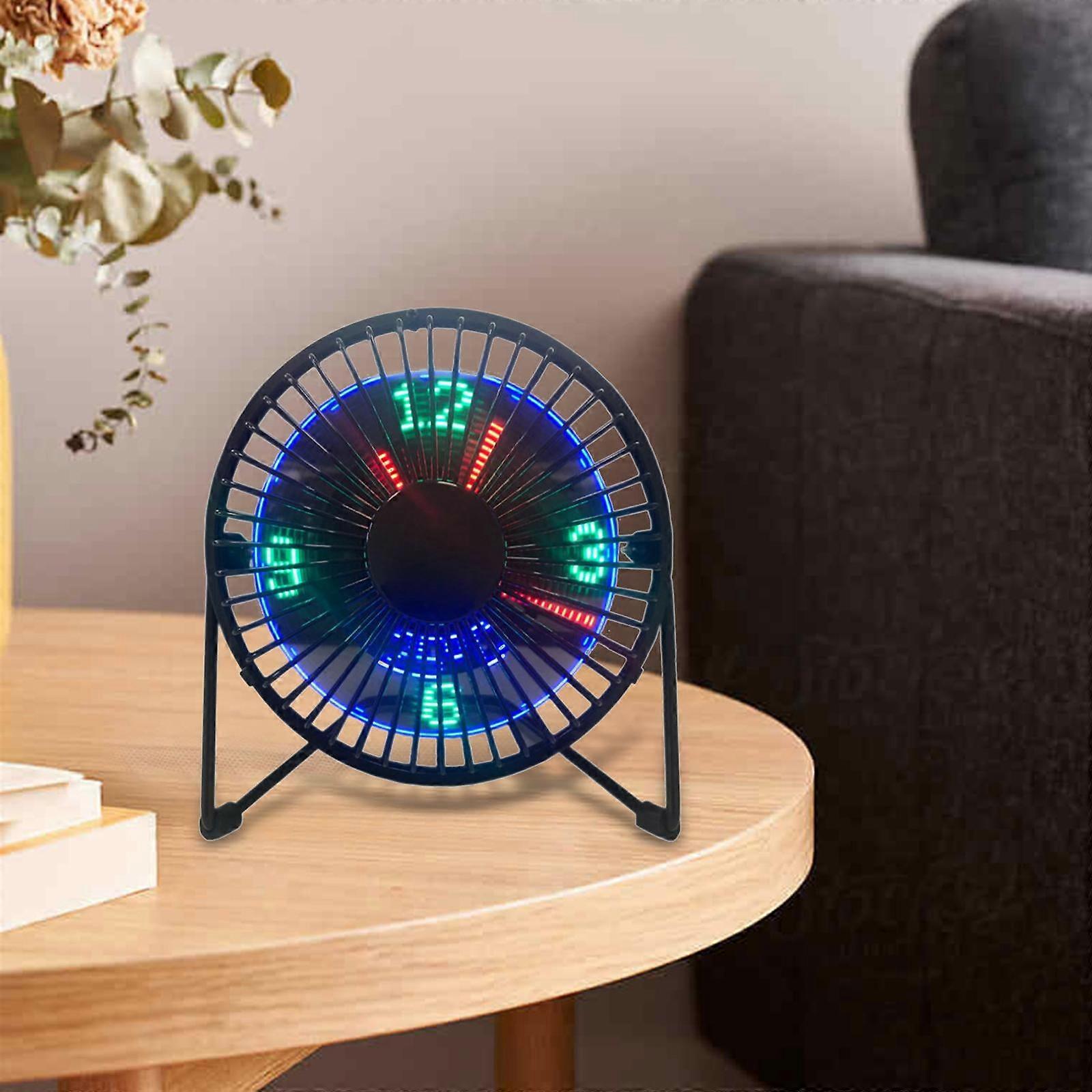 LED USB Clock Fan with Real Time Clock Display Function Summer Home Desk Fan 4 Inch Temperature
