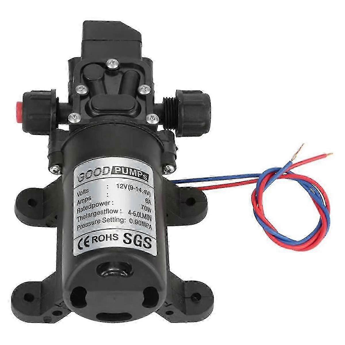 Self-Priming High Pressure DC Pump 12V 70W Electric for Caravans 6A Water Black