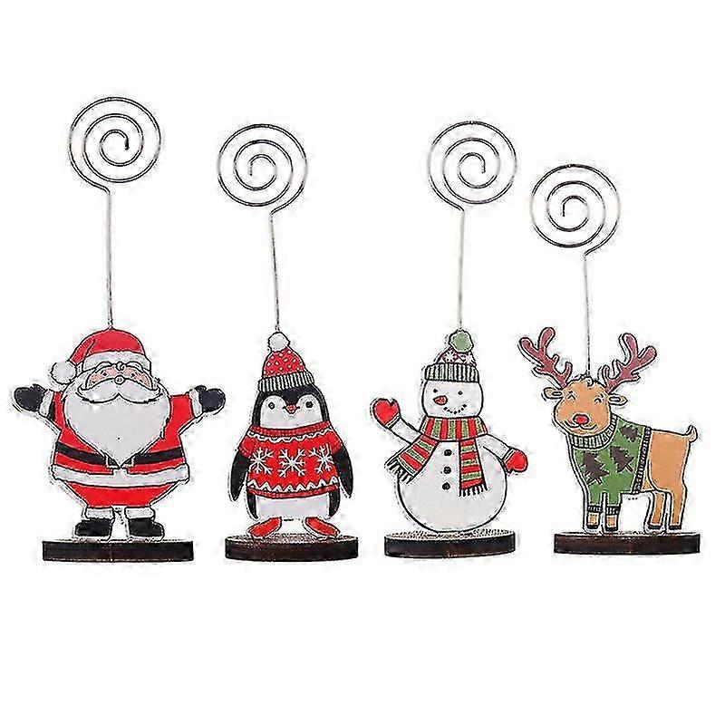 4pcs Christmas Card Christmas Elements Patterned Note Clip Message Folder