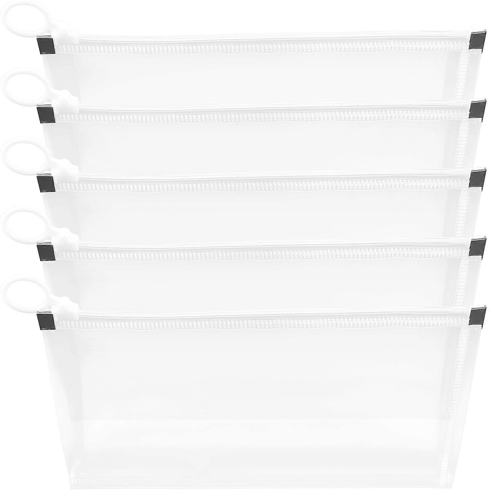 Document Storage Bags File Pockets for Storage 5Pcs White PP Material