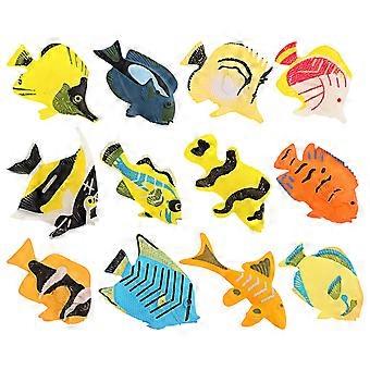 Figuras decorativas de peces tropicales en miniatura para decoración (12 unidades)